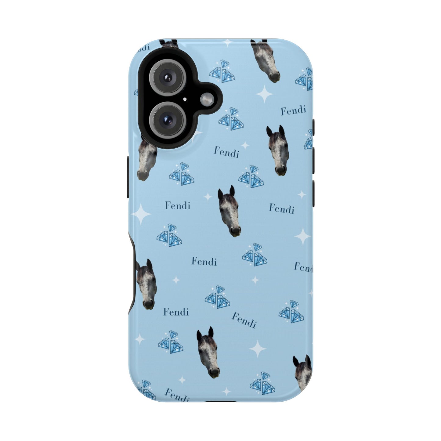 Blue Horse Pattern Magnetic Impact-Resistant Phone Case