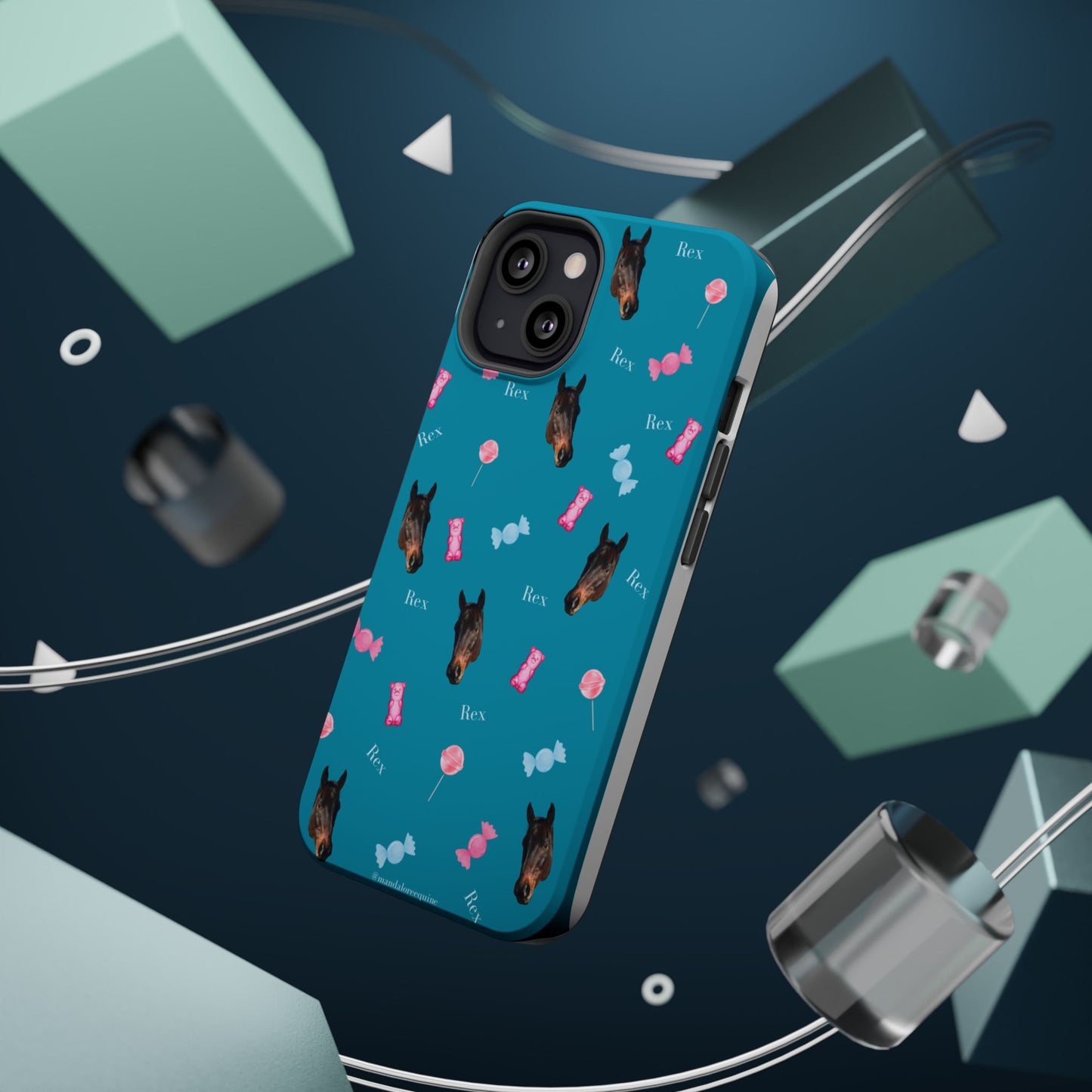 Magnetic Impact-Resistant Phone Case — Teal Doberman Candy Pattern (Protective, Shockproof)