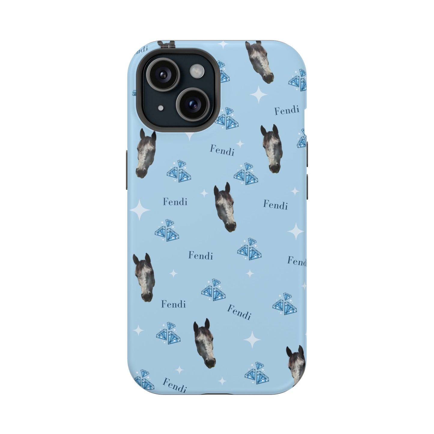 Blue Horse Pattern Magnetic Impact-Resistant Phone Case