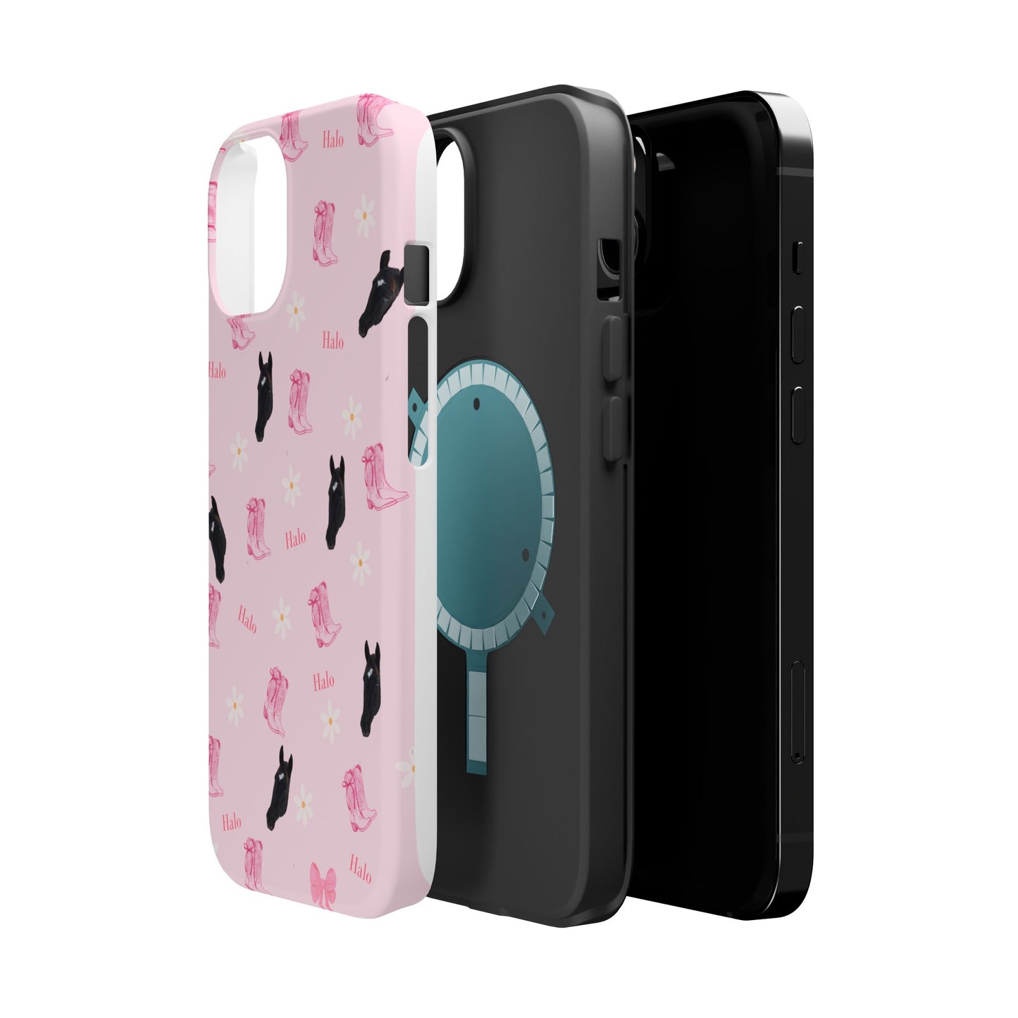 Magnetic Impact-Resistant Phone Case — Cute Pink Cat Pattern