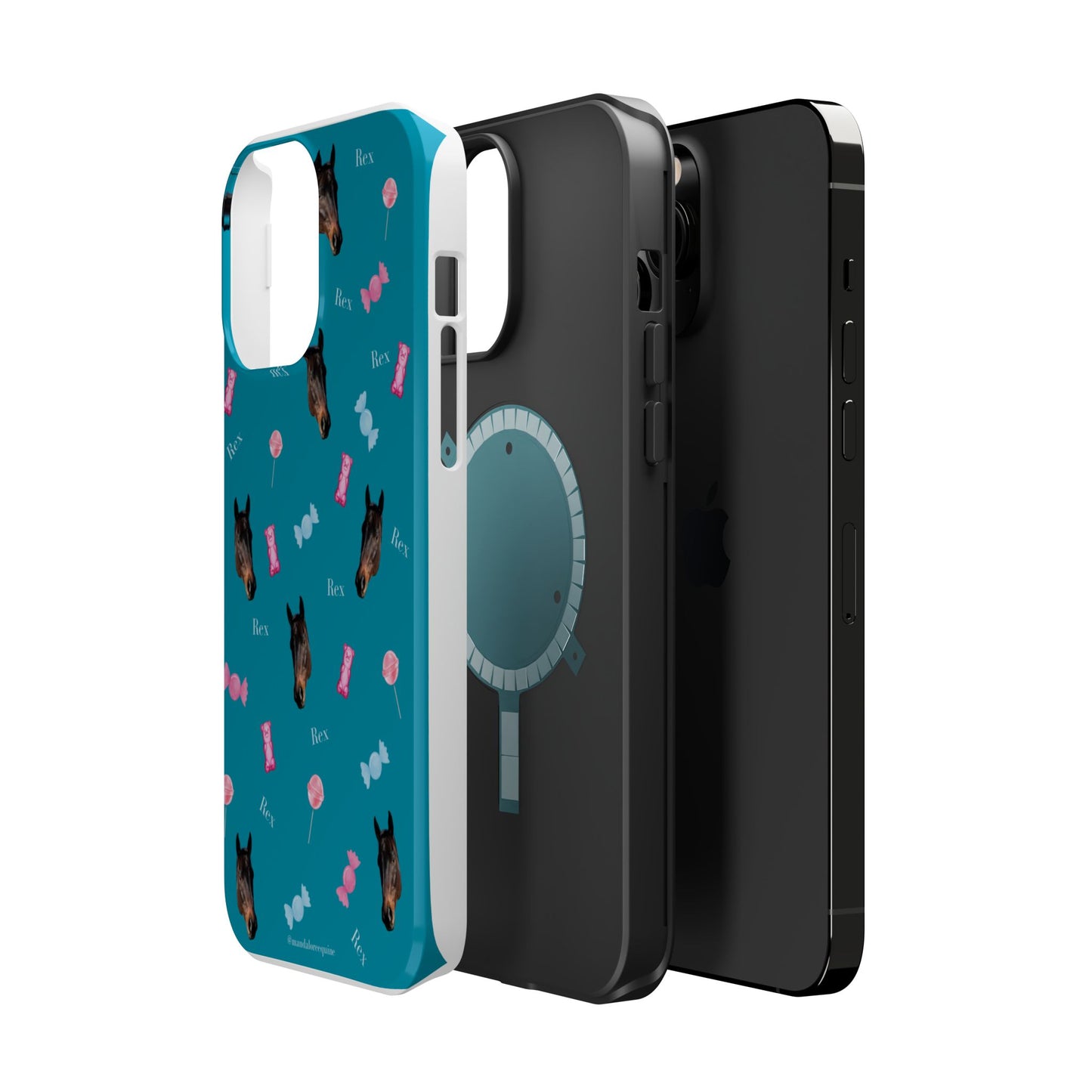 Magnetic Impact-Resistant Phone Case — Teal Doberman Candy Pattern (Protective, Shockproof)