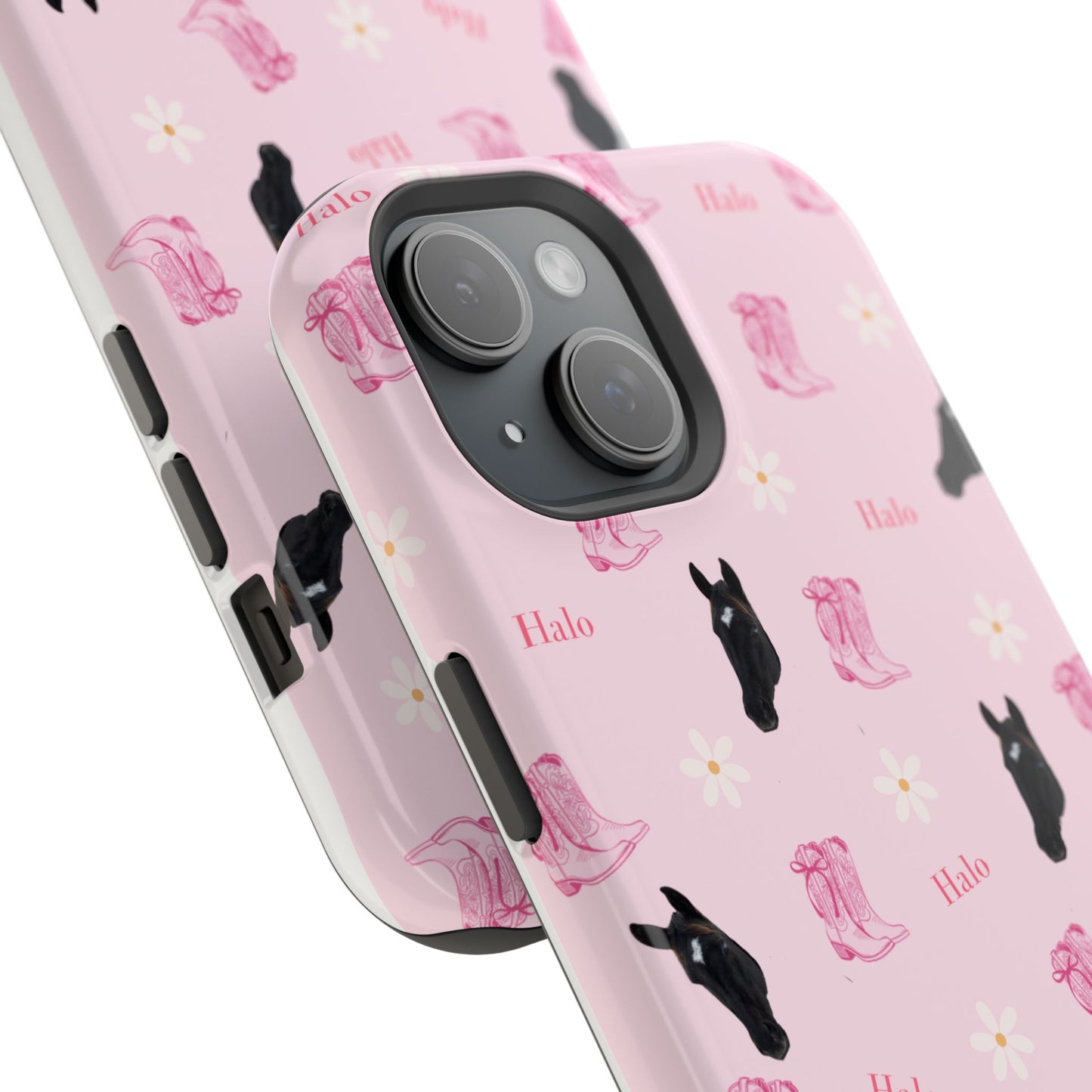 Magnetic Impact-Resistant Phone Case — Cute Pink Cat Pattern