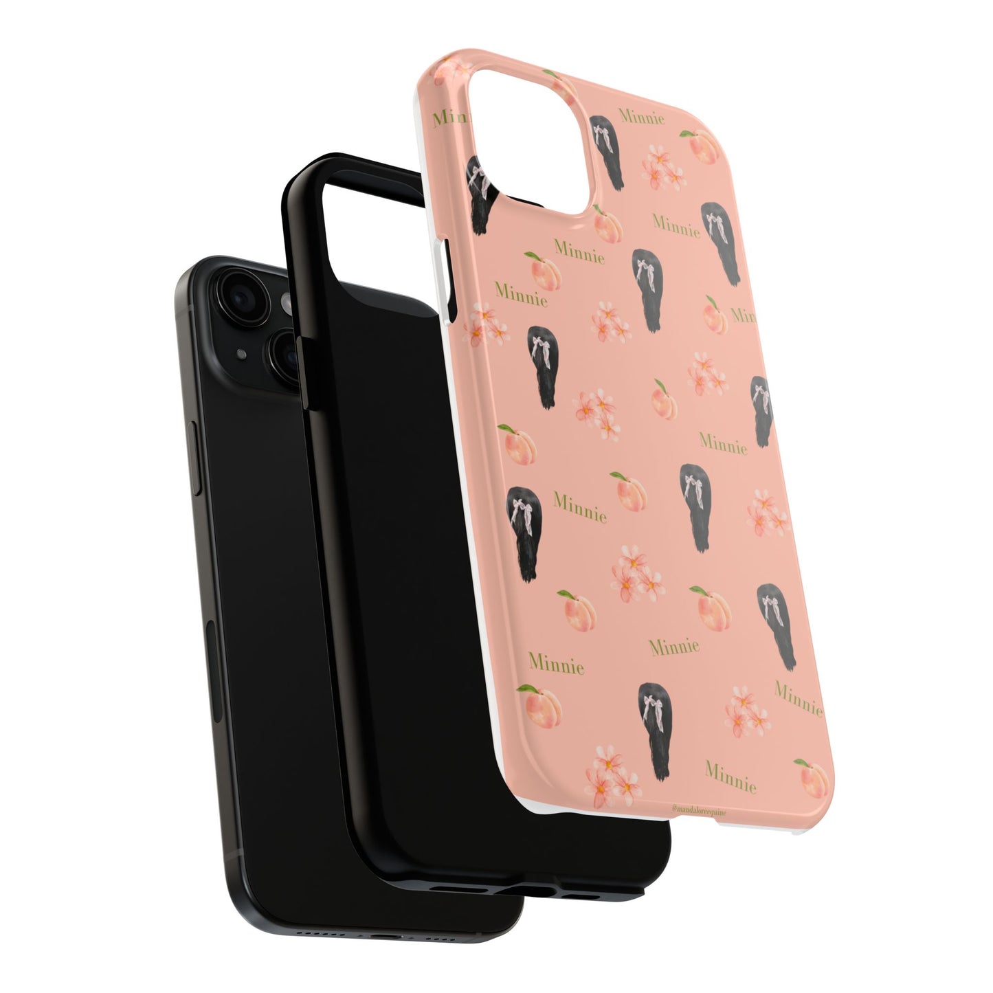 Personalized Peach Floral Phone Case — Tough Protective Case with Custom Name (Minnie)