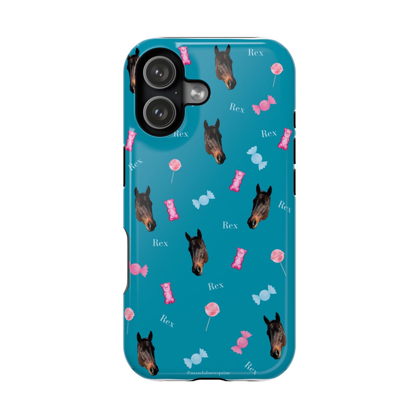 Magnetic Impact-Resistant Phone Case — Teal Doberman Candy Pattern (Protective, Shockproof)