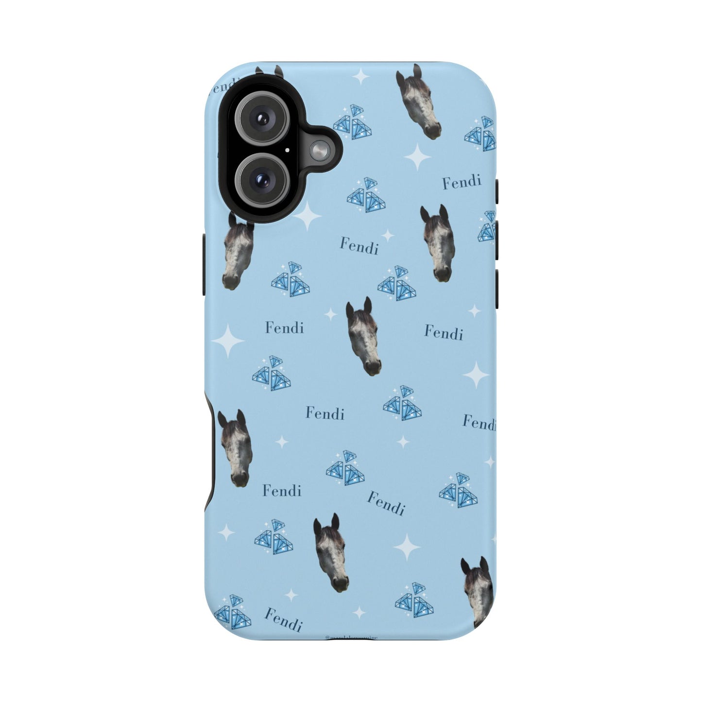 Blue Horse Pattern Magnetic Impact-Resistant Phone Case