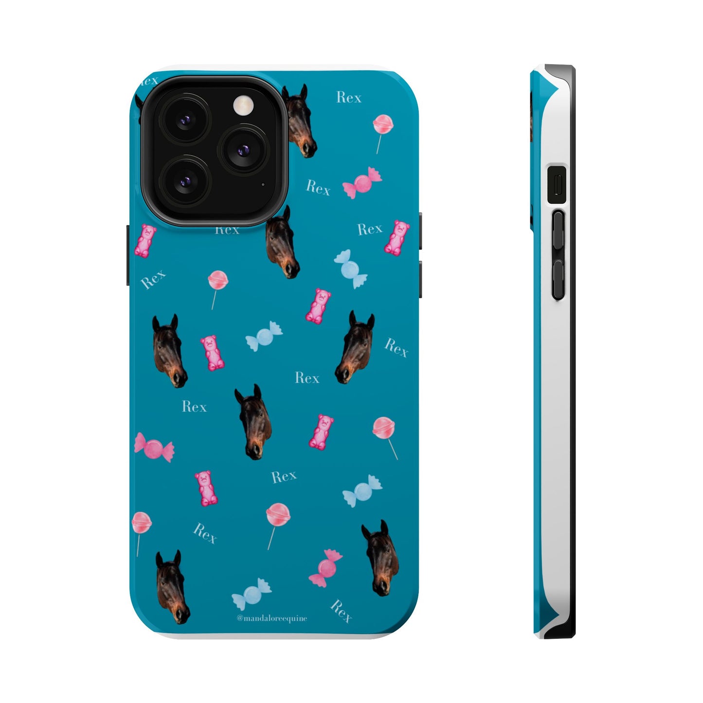 Magnetic Impact-Resistant Phone Case — Teal Doberman Candy Pattern (Protective, Shockproof)