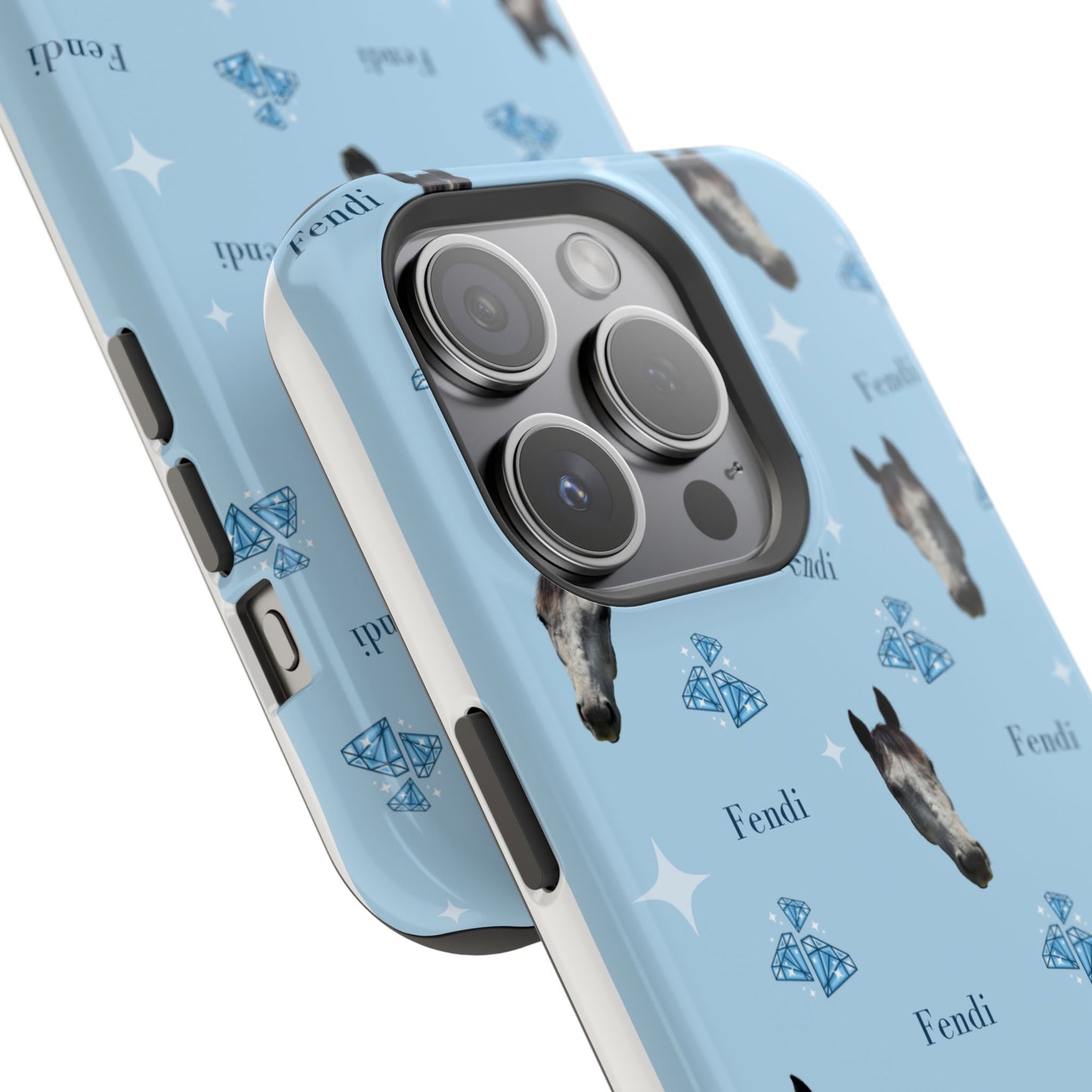 Blue Horse Pattern Magnetic Impact-Resistant Phone Case