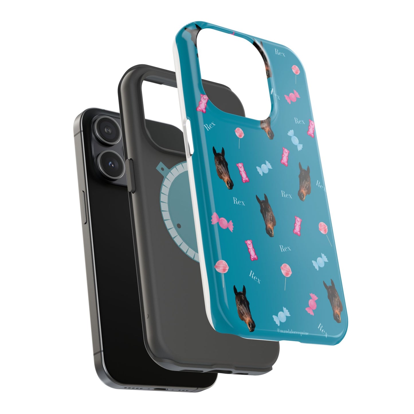 Magnetic Impact-Resistant Phone Case — Teal Doberman Candy Pattern (Protective, Shockproof)