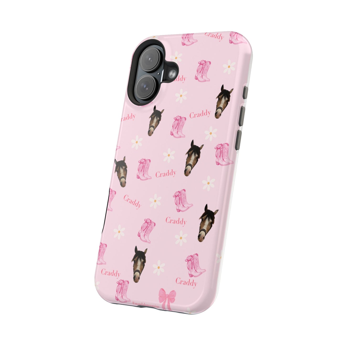 Pink Horse Pattern Magnetic Impact Case — Custom Equestrian iPhone Cover