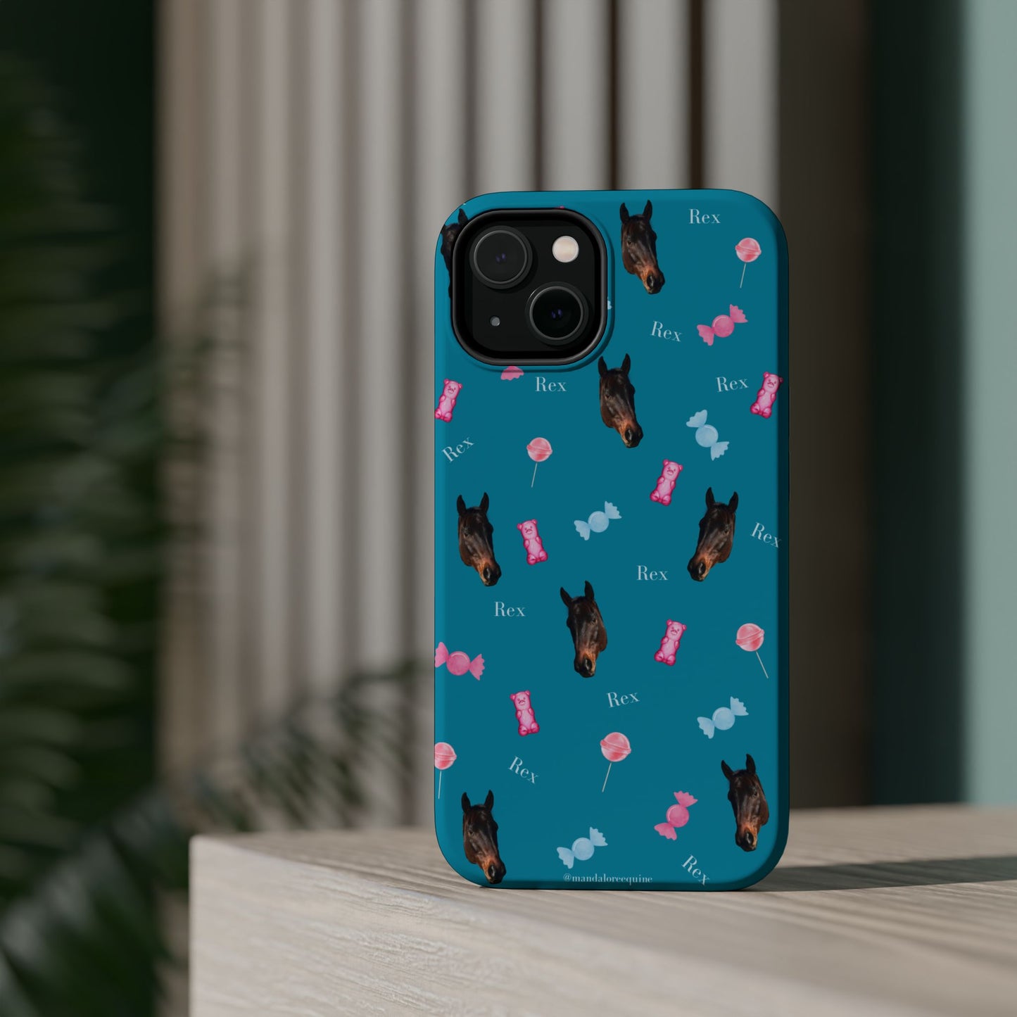 Magnetic Impact-Resistant Phone Case — Teal Doberman Candy Pattern (Protective, Shockproof)