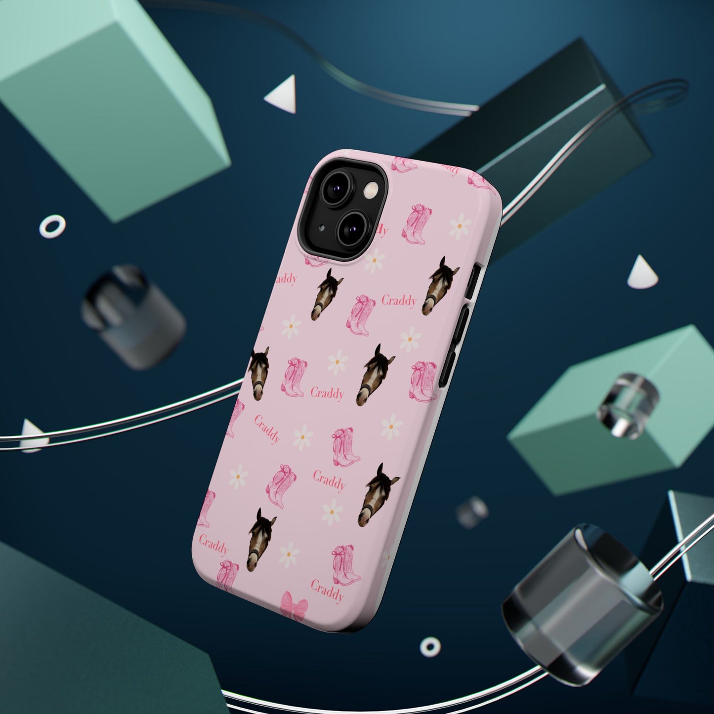 Pink Horse Pattern Magnetic Impact Case — Custom Equestrian iPhone Cover