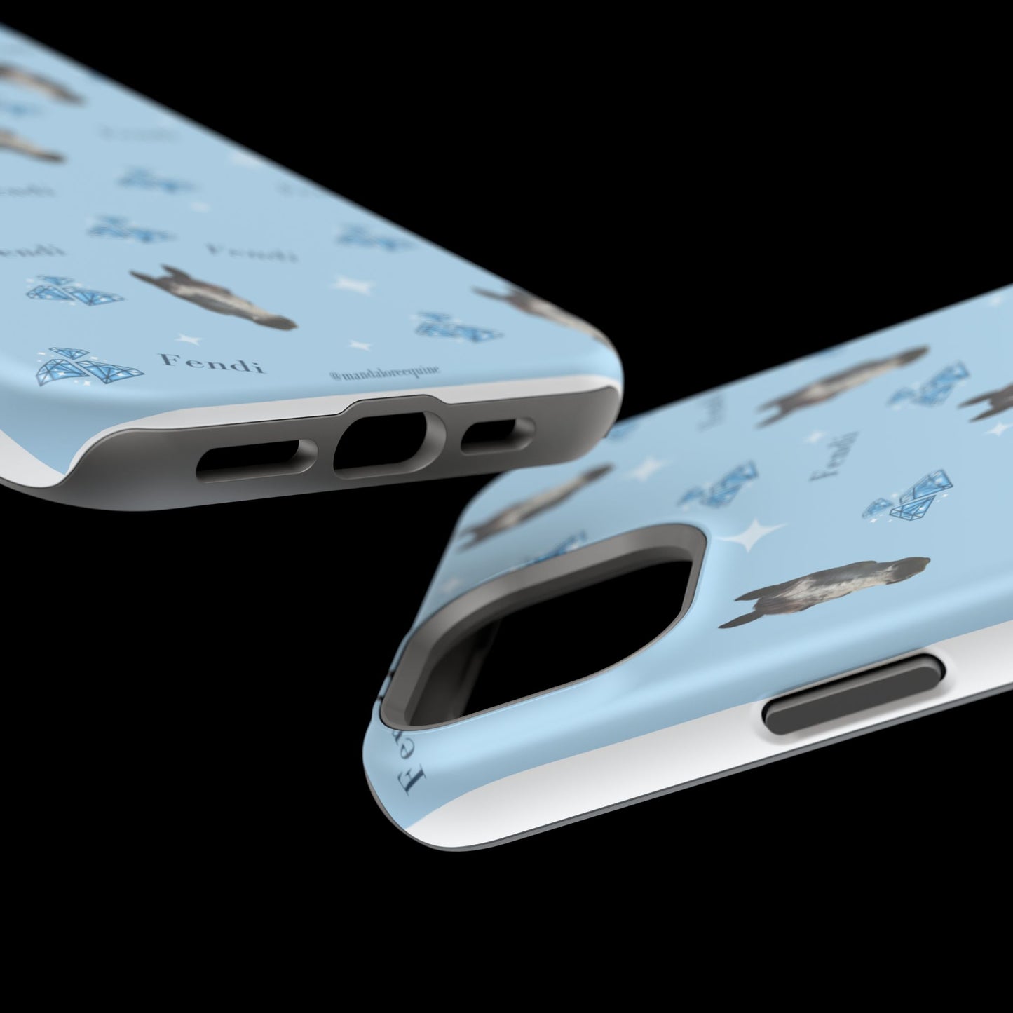 Blue Horse Pattern Magnetic Impact-Resistant Phone Case