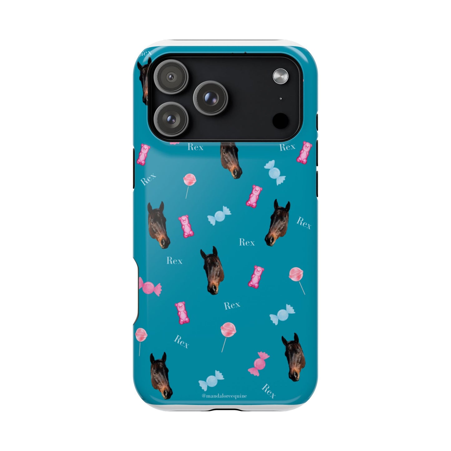 Magnetic Impact-Resistant Phone Case — Teal Doberman Candy Pattern (Protective, Shockproof)