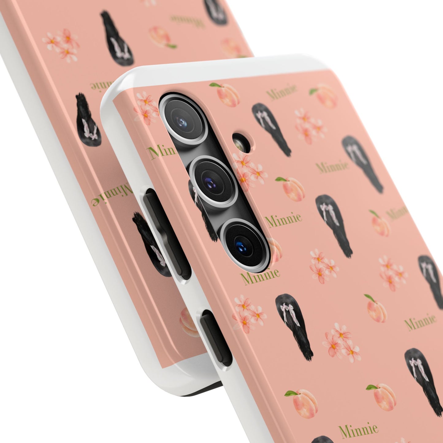 Personalized Peach Floral Phone Case — Tough Protective Case with Custom Name (Minnie)