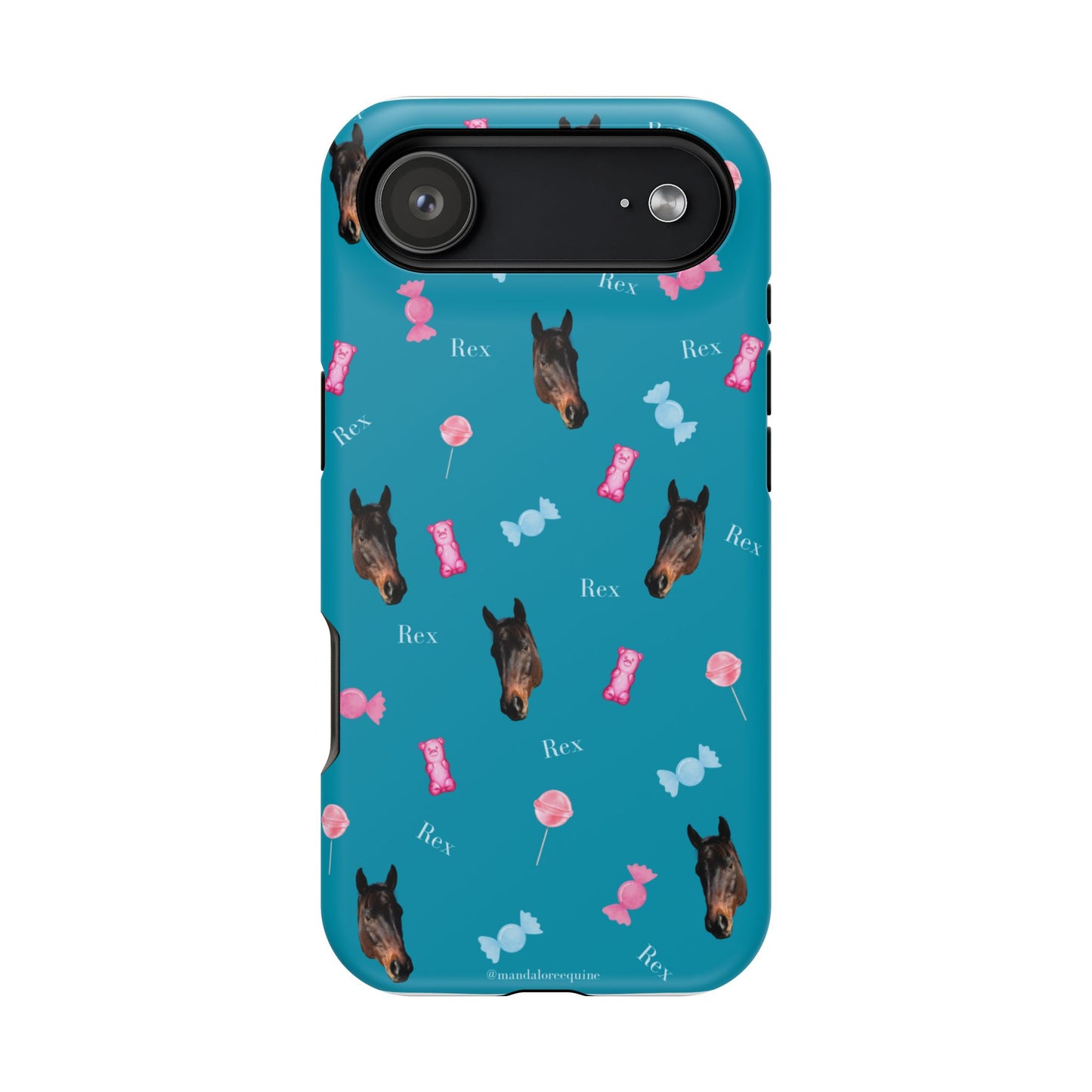 Magnetic Impact-Resistant Phone Case — Teal Doberman Candy Pattern (Protective, Shockproof)