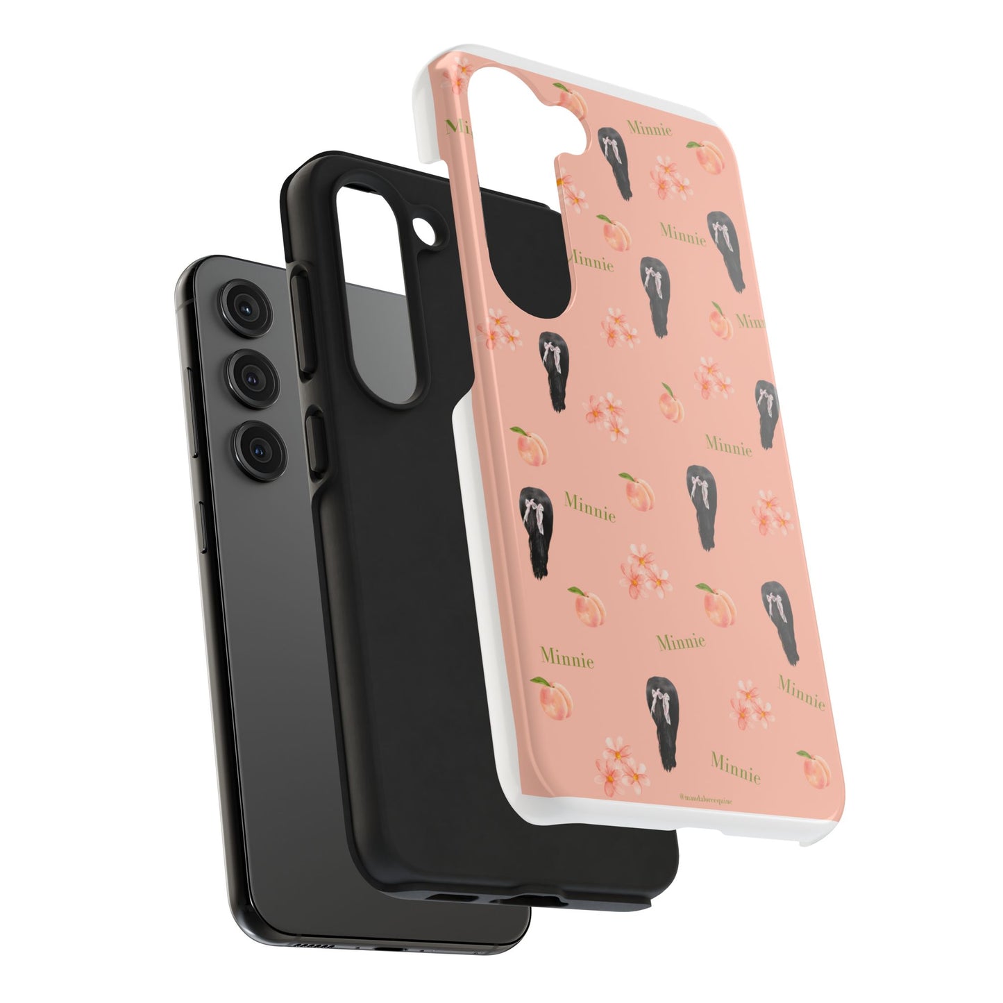 Personalized Peach Floral Phone Case — Tough Protective Case with Custom Name (Minnie)