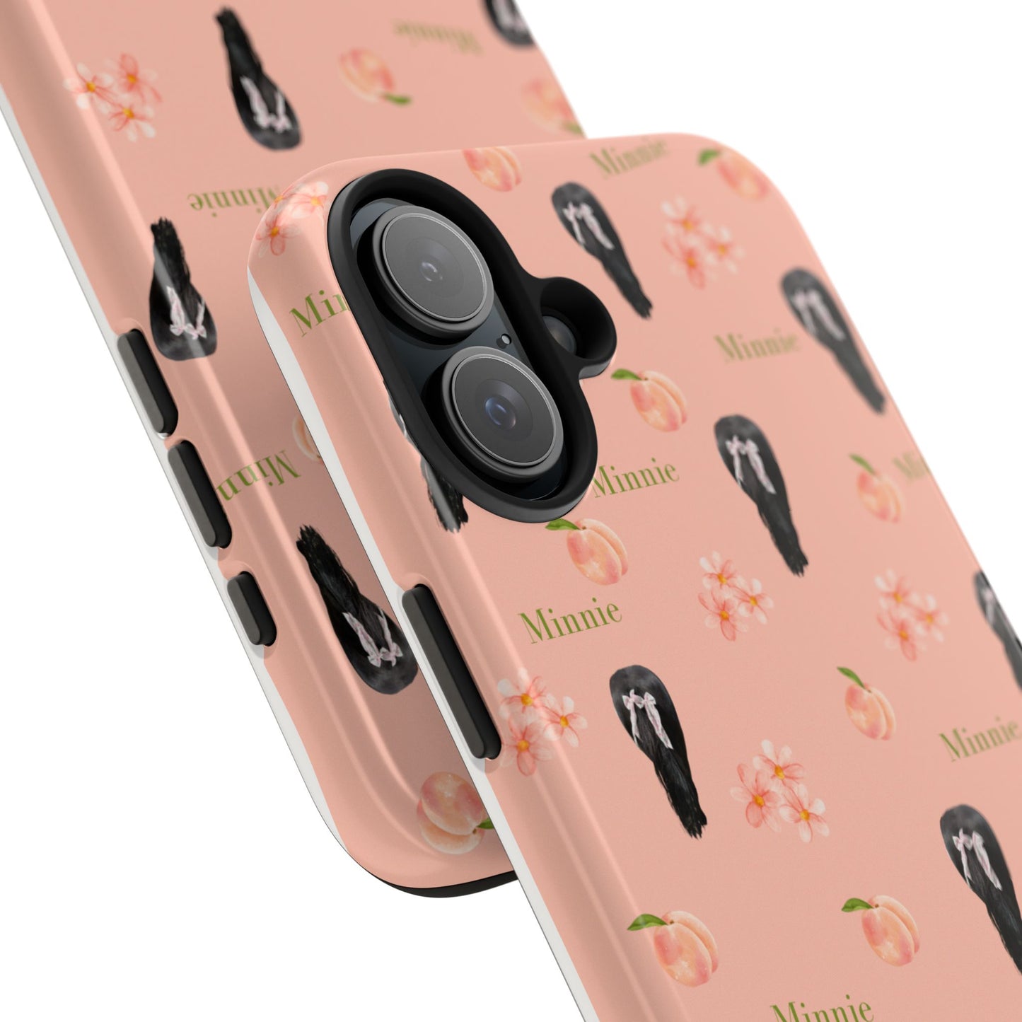 Personalized Peach Floral Phone Case — Tough Protective Case with Custom Name (Minnie)