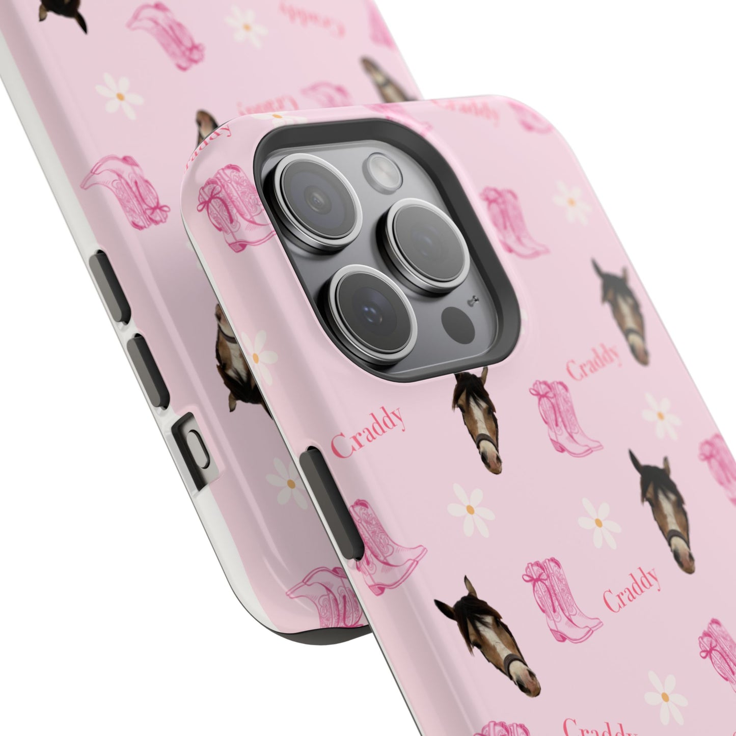 Pink Horse Pattern Magnetic Impact Case — Custom Equestrian iPhone Cover