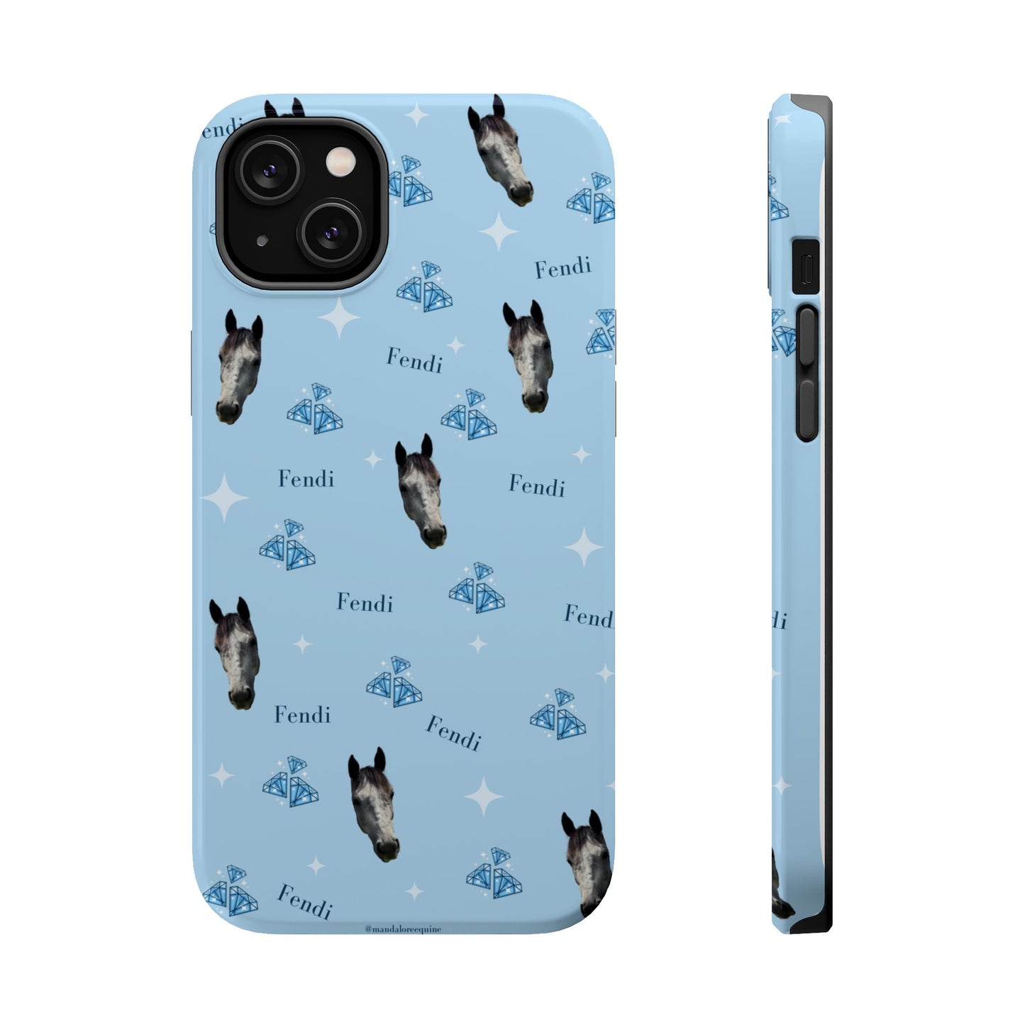 Blue Horse Pattern Magnetic Impact-Resistant Phone Case