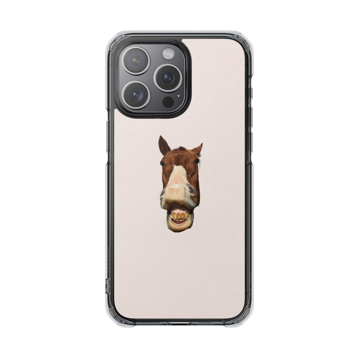 Clear Magnetic Phone Case — Funny Grinning Horse Design