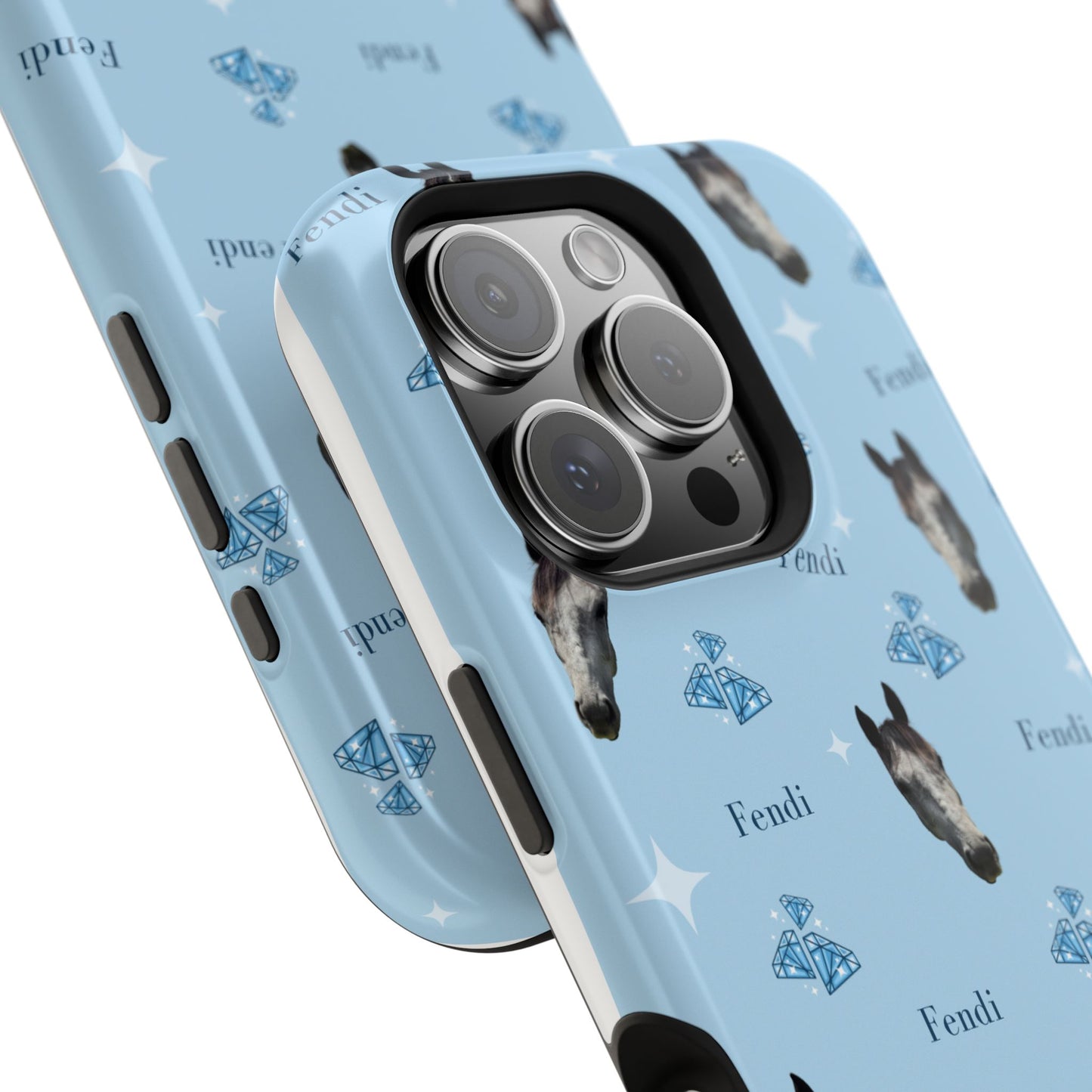 Blue Horse Pattern Magnetic Impact-Resistant Phone Case