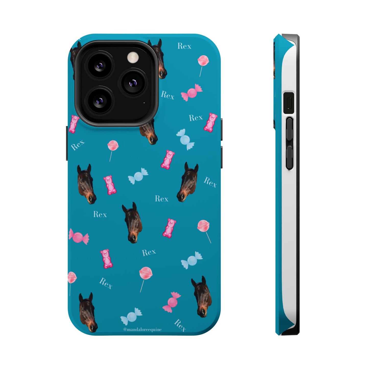 Magnetic Impact-Resistant Phone Case — Teal Doberman Candy Pattern (Protective, Shockproof)