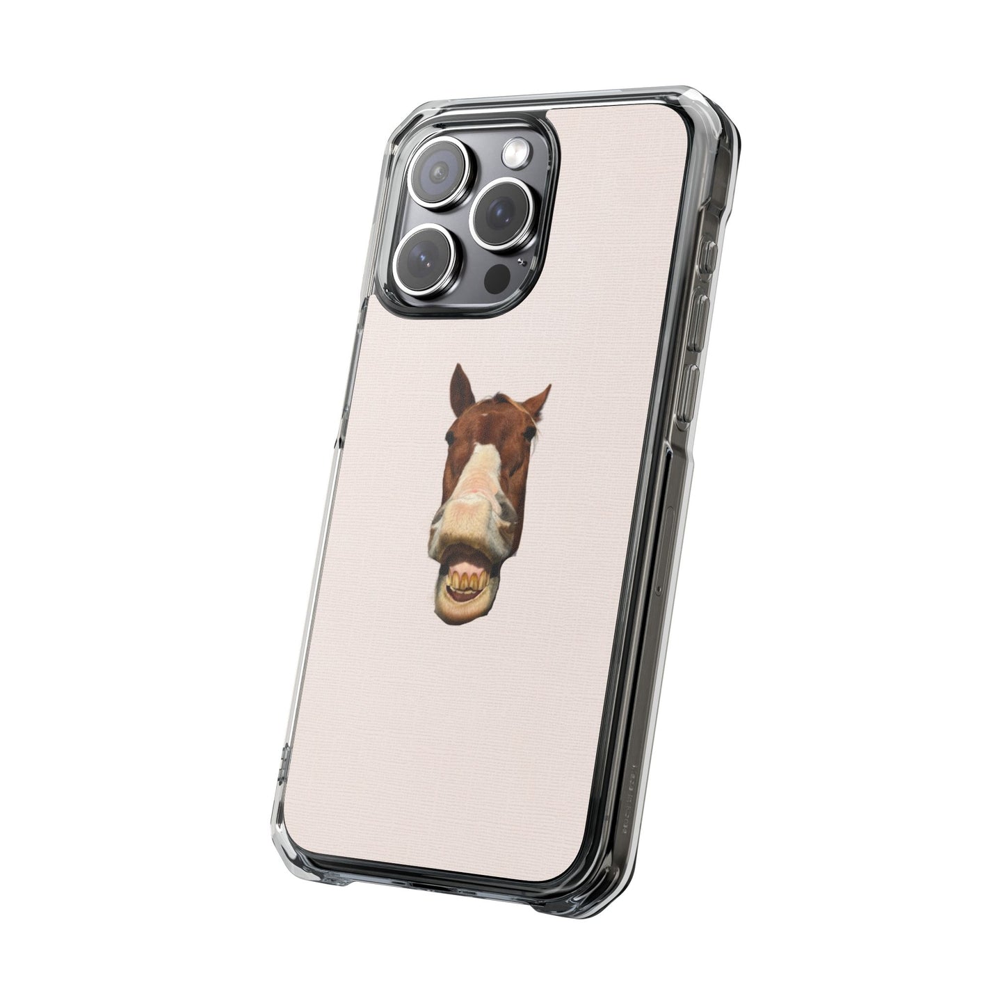 Clear Magnetic Phone Case — Funny Grinning Horse Design