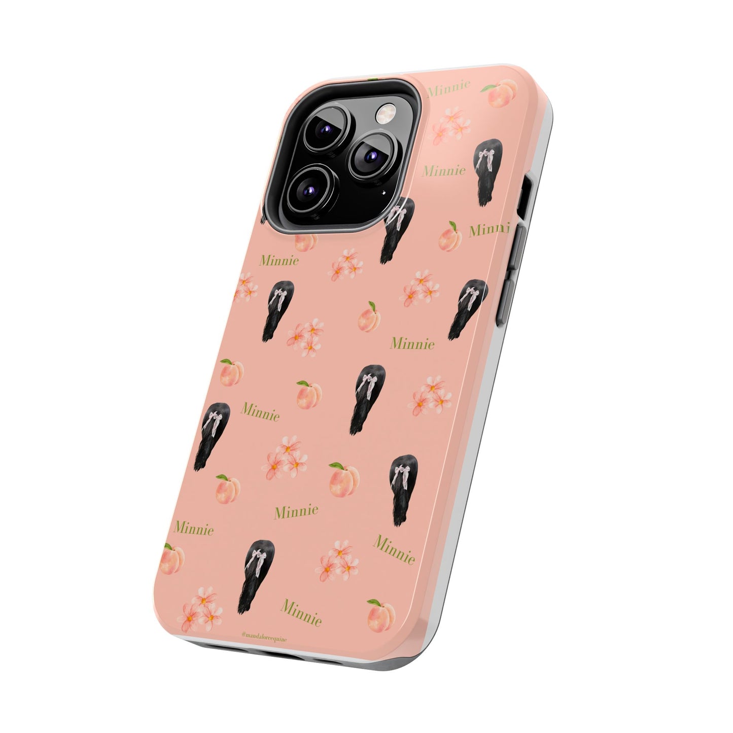 Personalized Peach Floral Phone Case — Tough Protective Case with Custom Name (Minnie)