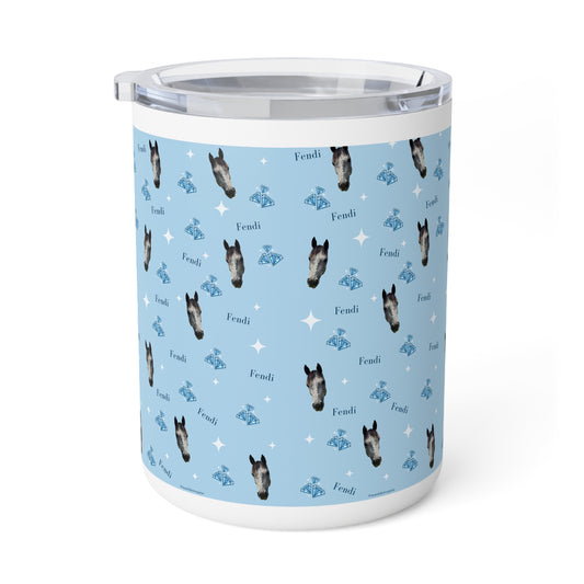 Personalized Blue Horse Pattern 10oz Insulated Coffee Mug