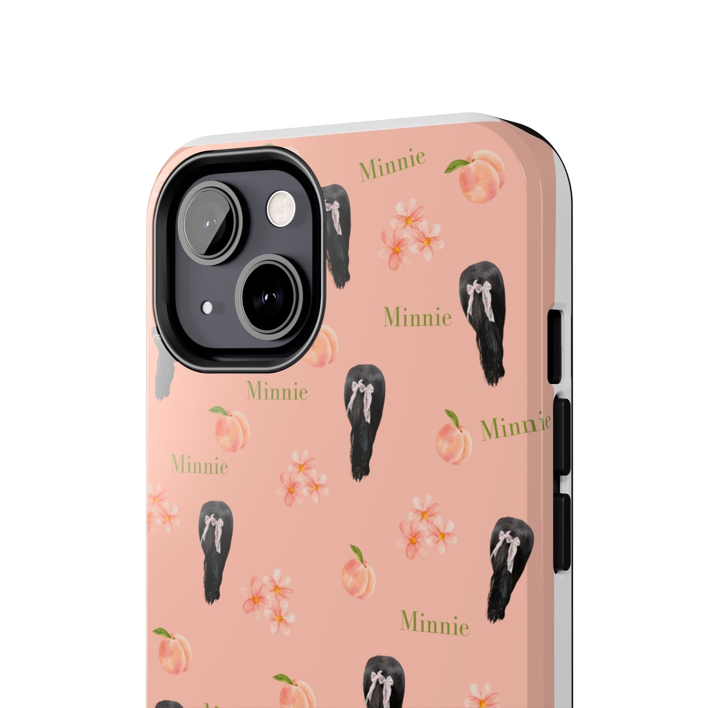 Personalized Peach Floral Phone Case — Tough Protective Case with Custom Name (Minnie)