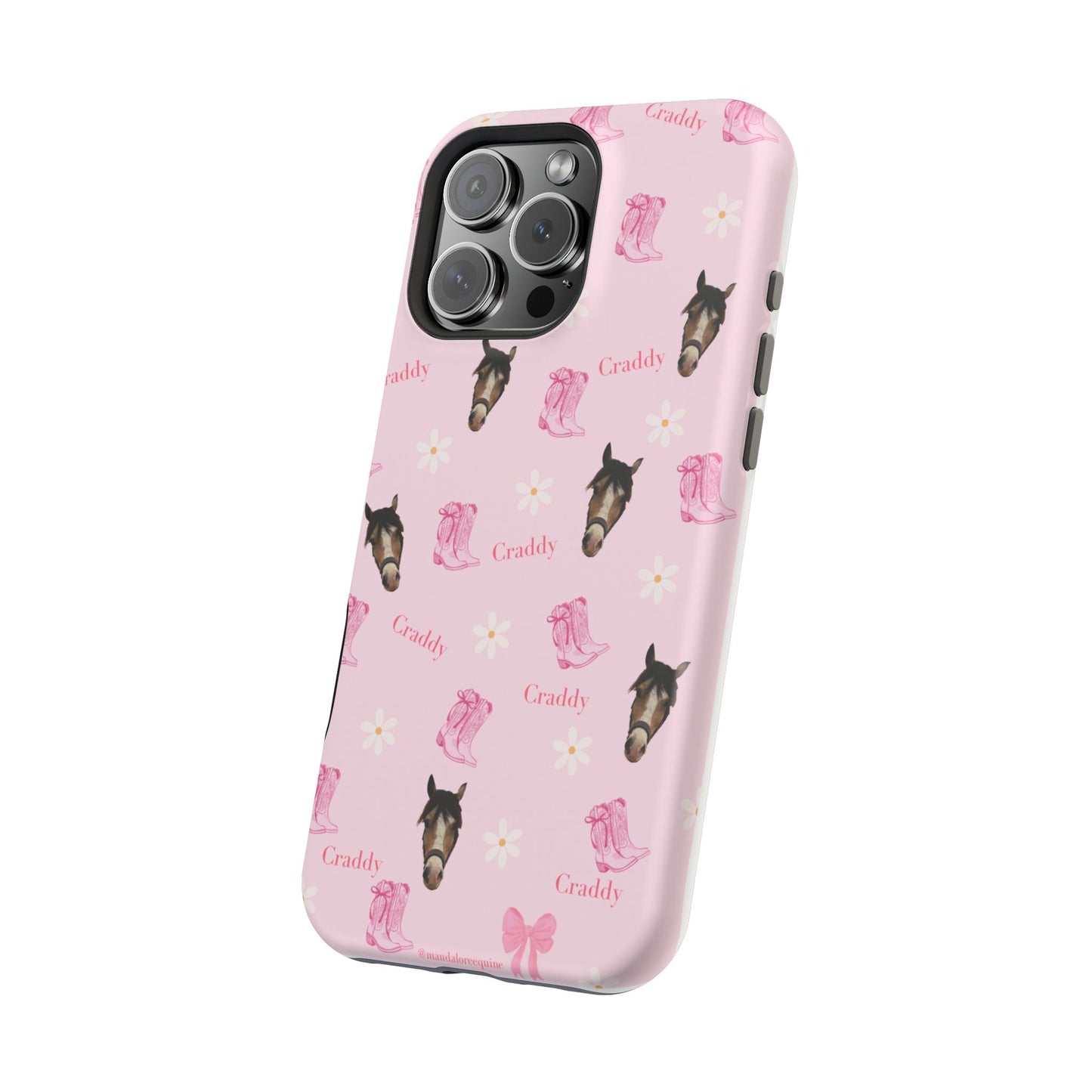 Pink Horse Pattern Magnetic Impact Case — Custom Equestrian iPhone Cover