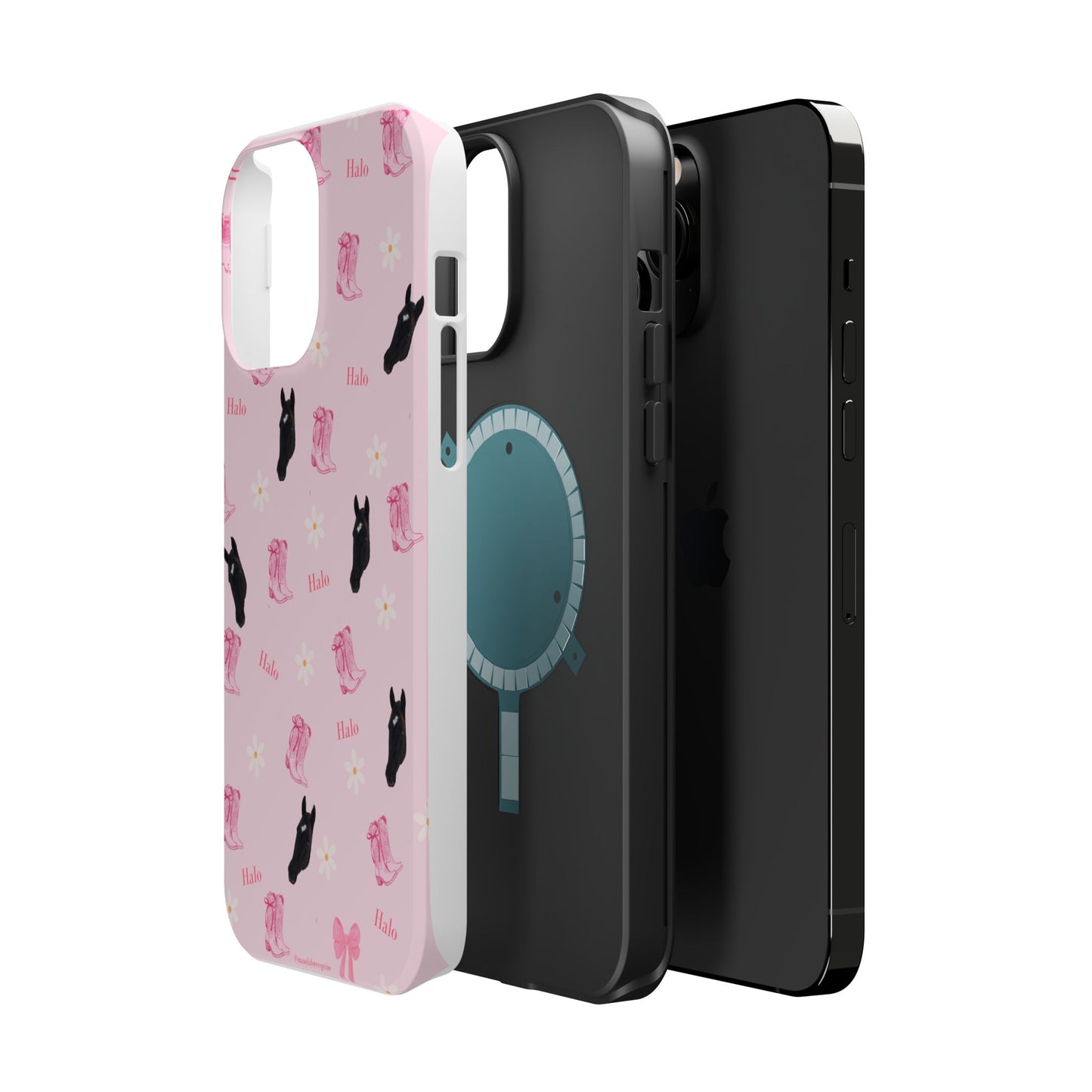 Magnetic Impact-Resistant Phone Case — Cute Pink Cat Pattern