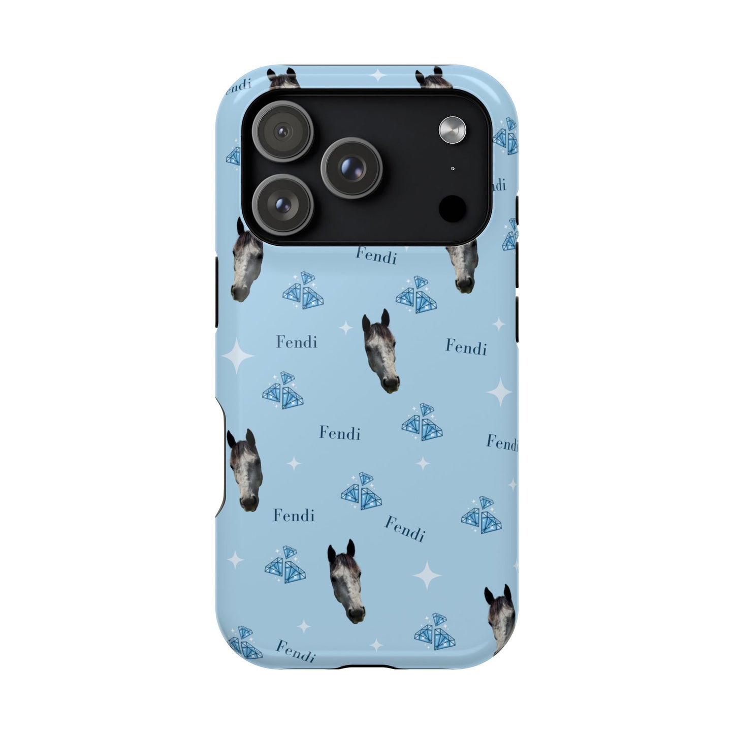 Blue Horse Pattern Magnetic Impact-Resistant Phone Case