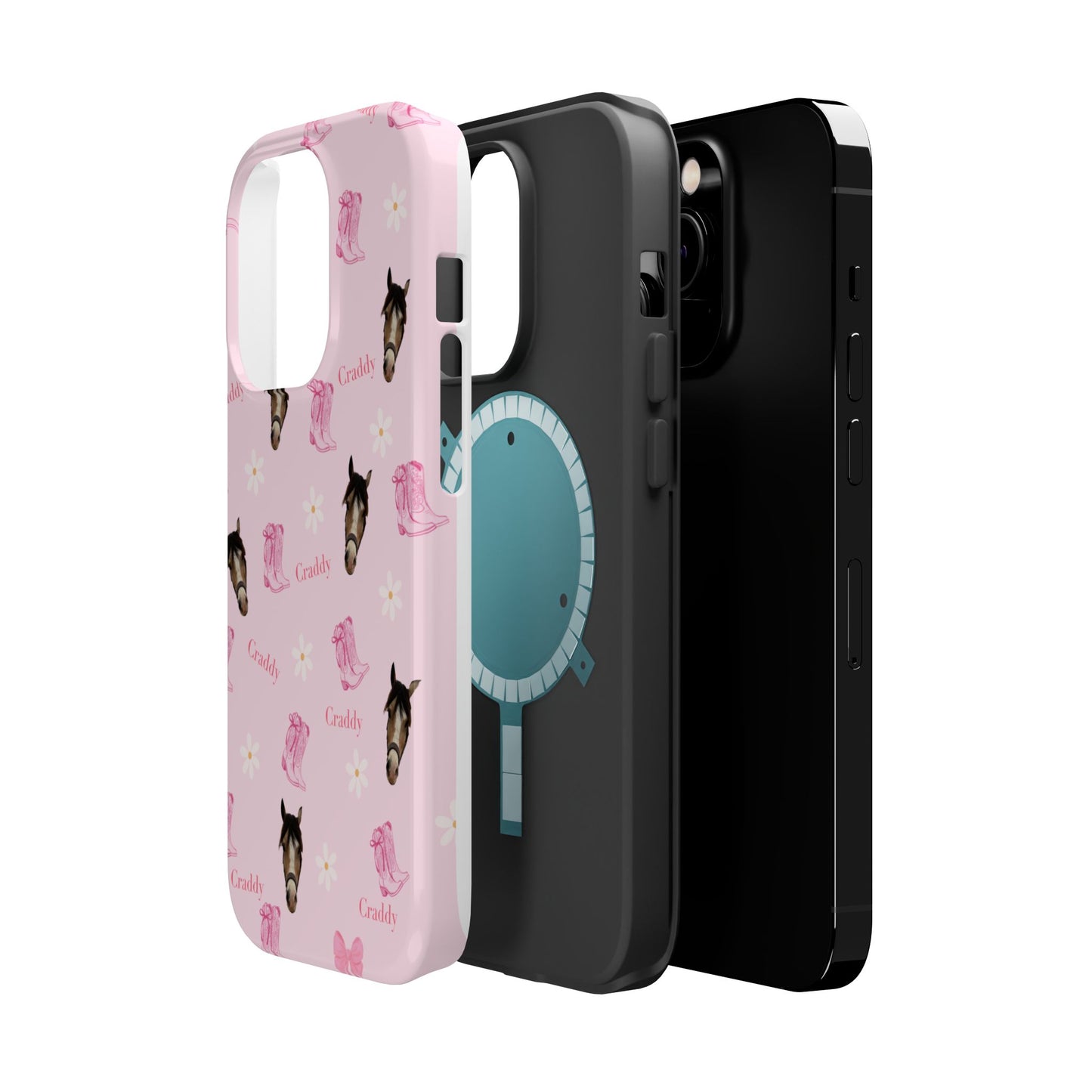 Pink Horse Pattern Magnetic Impact Case — Custom Equestrian iPhone Cover