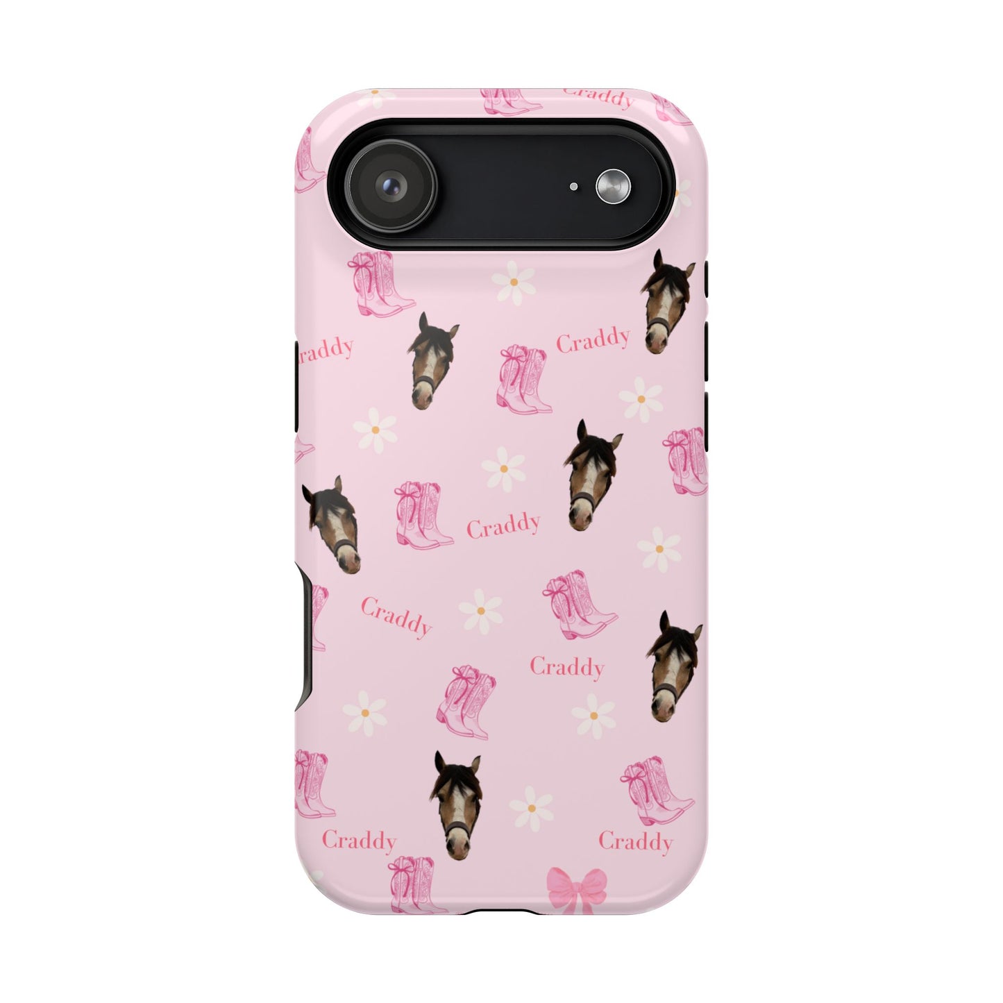 Pink Horse Pattern Magnetic Impact Case — Custom Equestrian iPhone Cover