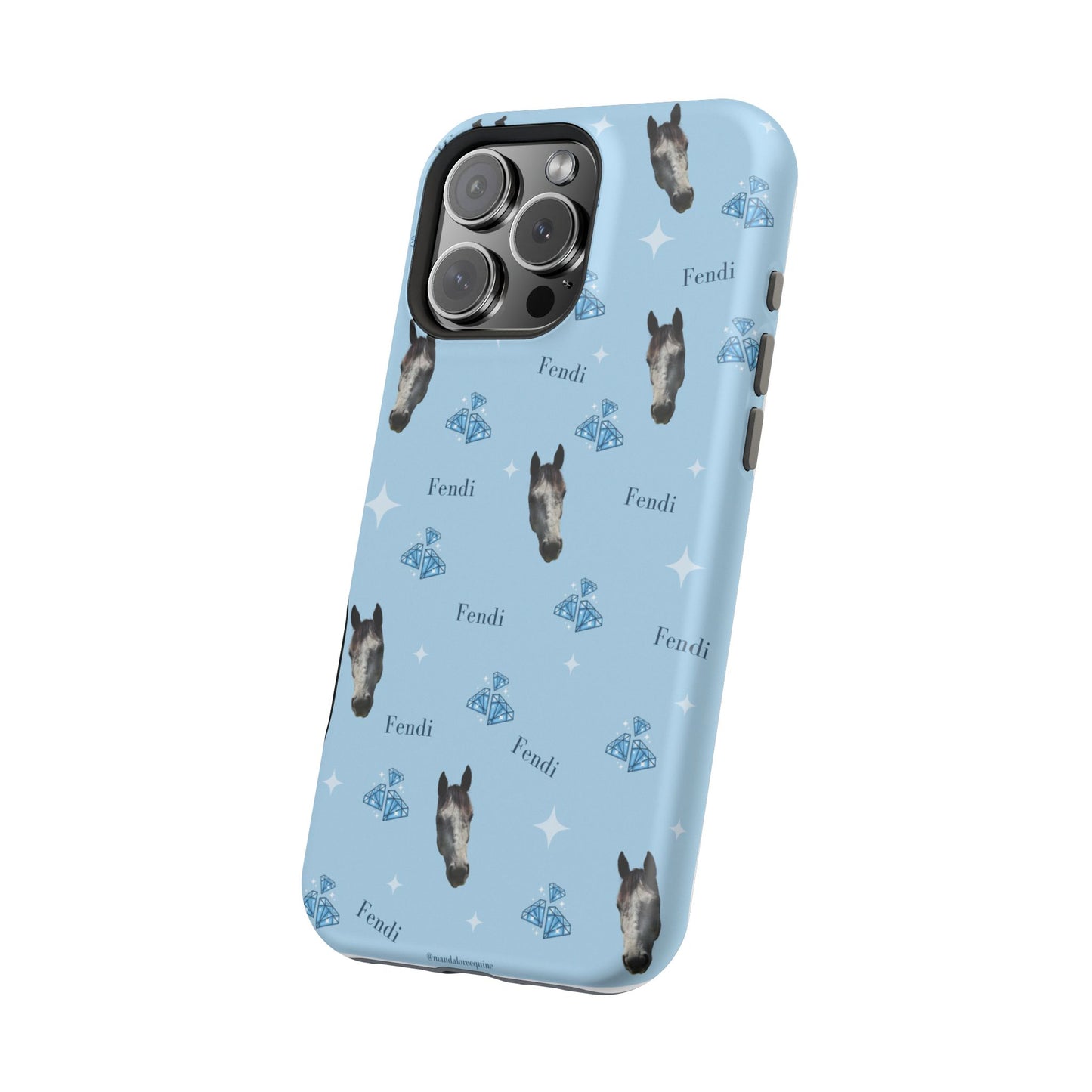 Blue Horse Pattern Magnetic Impact-Resistant Phone Case