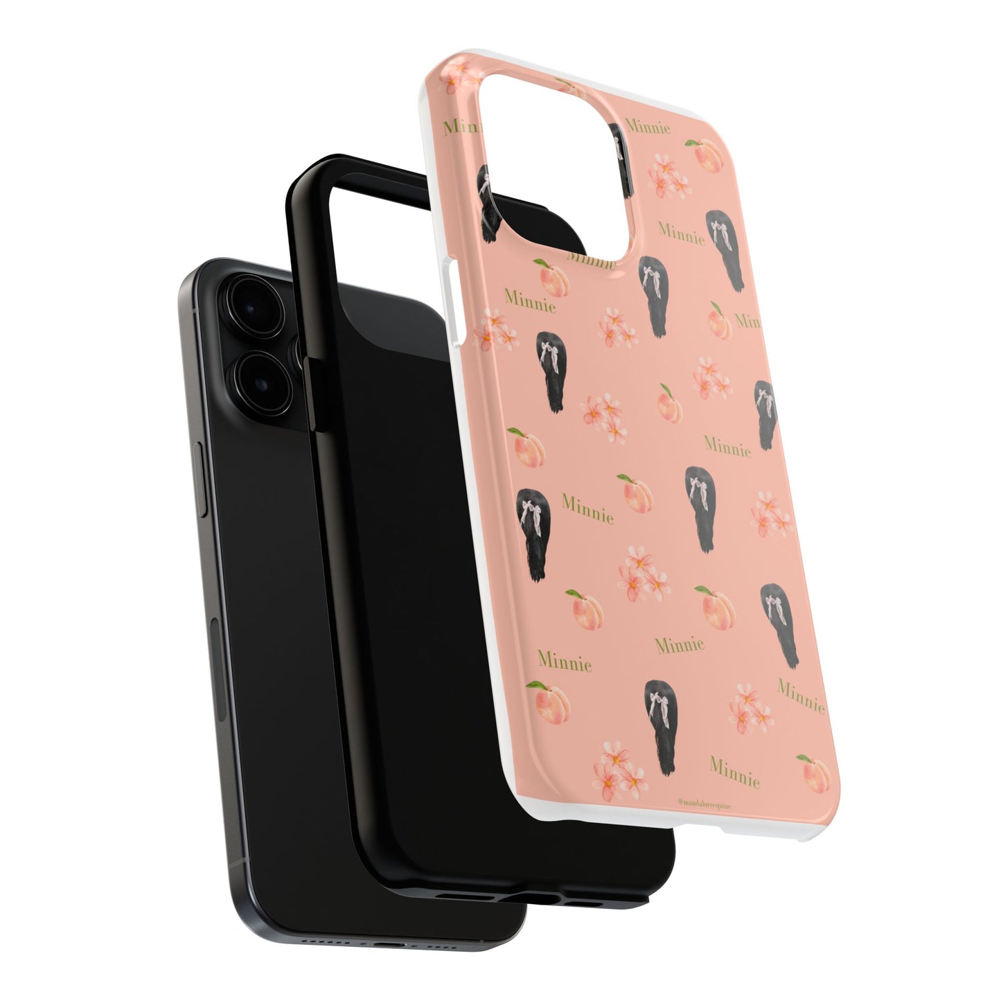 Personalized Peach Floral Phone Case — Tough Protective Case with Custom Name (Minnie)
