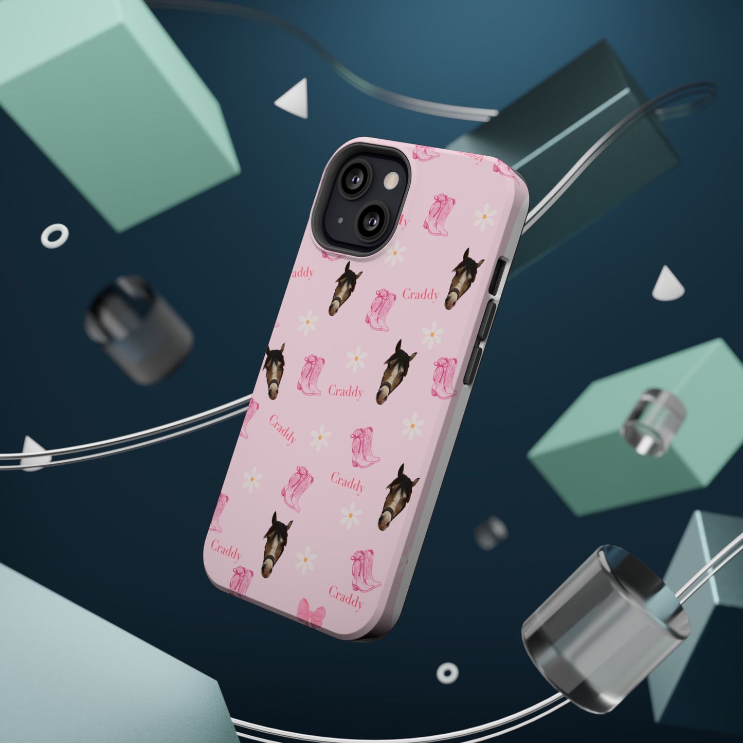 Pink Horse Pattern Magnetic Impact Case — Custom Equestrian iPhone Cover