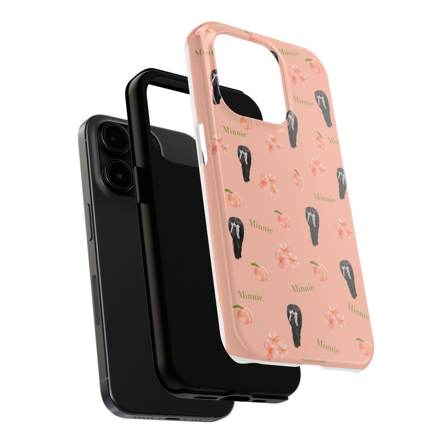 Personalized Peach Floral Phone Case — Tough Protective Case with Custom Name (Minnie)
