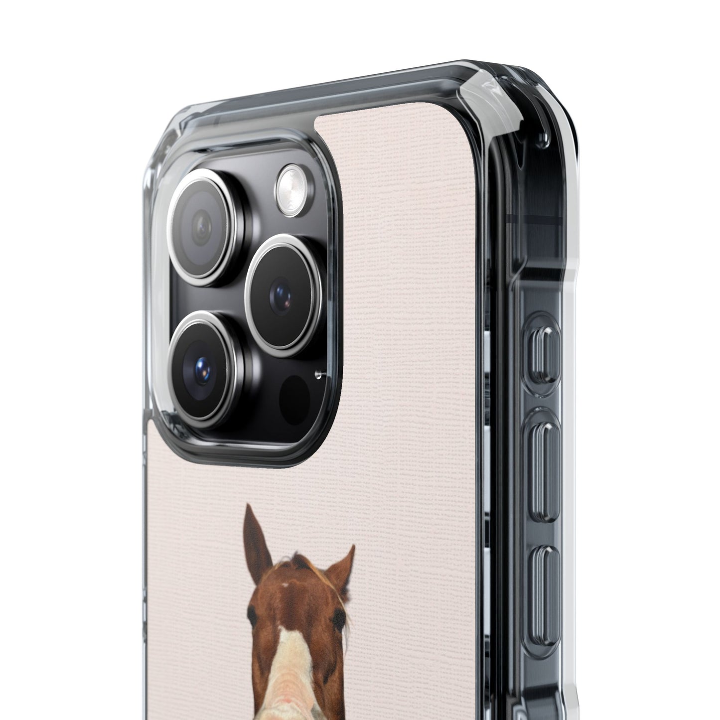 Clear Magnetic Phone Case — Funny Grinning Horse Design