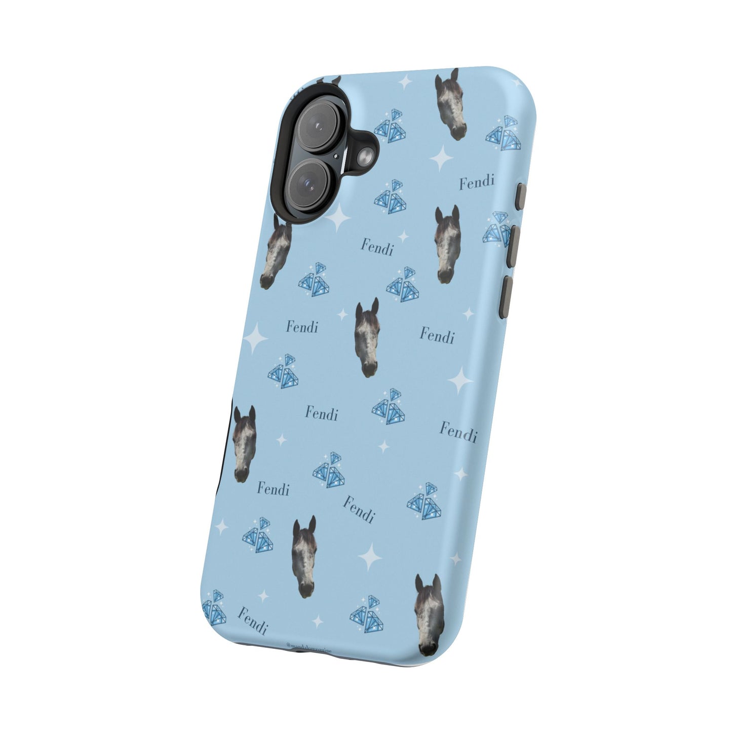 Blue Horse Pattern Magnetic Impact-Resistant Phone Case