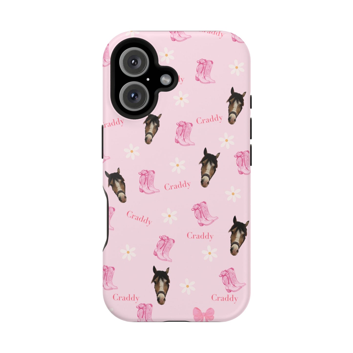 Pink Horse Pattern Magnetic Impact Case — Custom Equestrian iPhone Cover