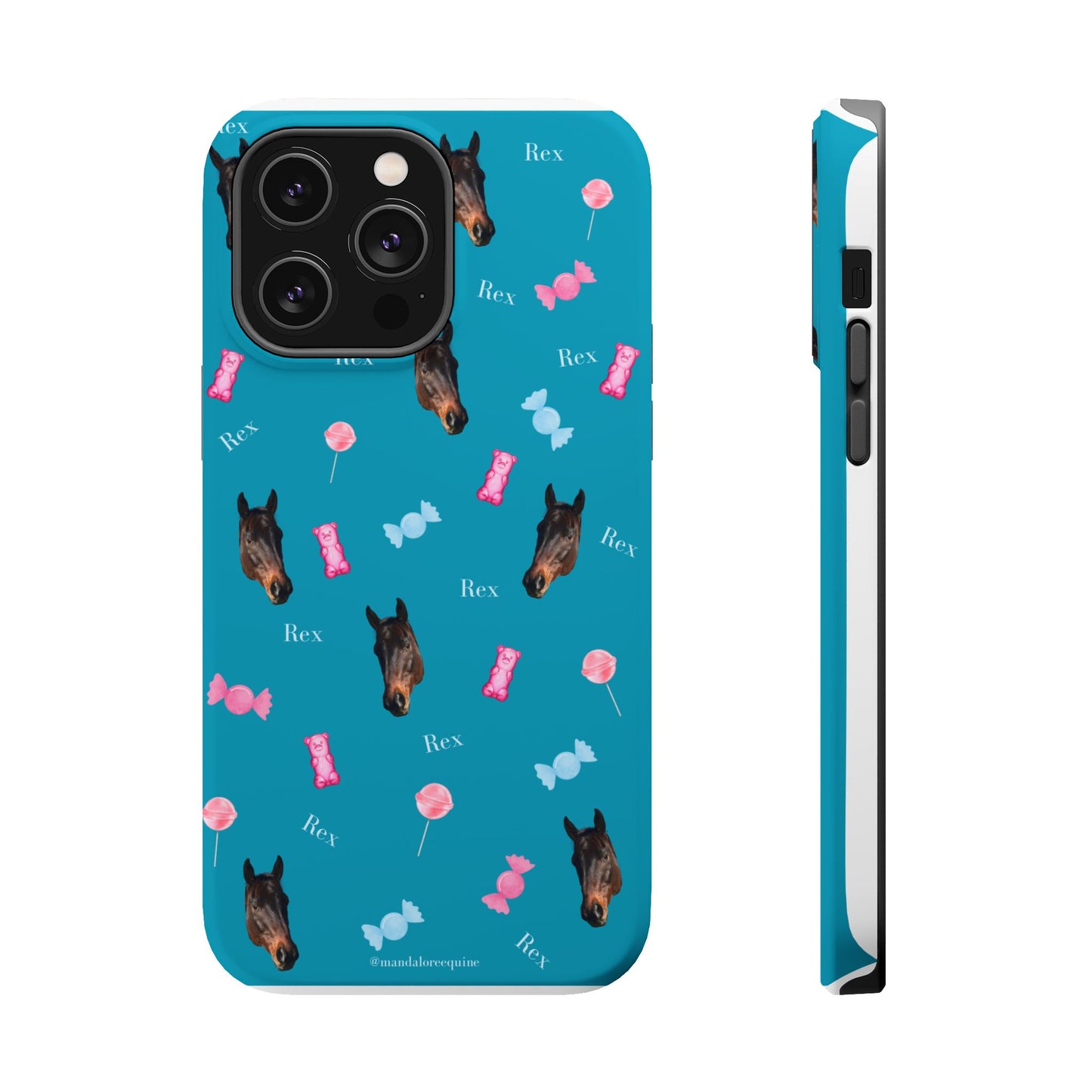 Magnetic Impact-Resistant Phone Case — Teal Doberman Candy Pattern (Protective, Shockproof)