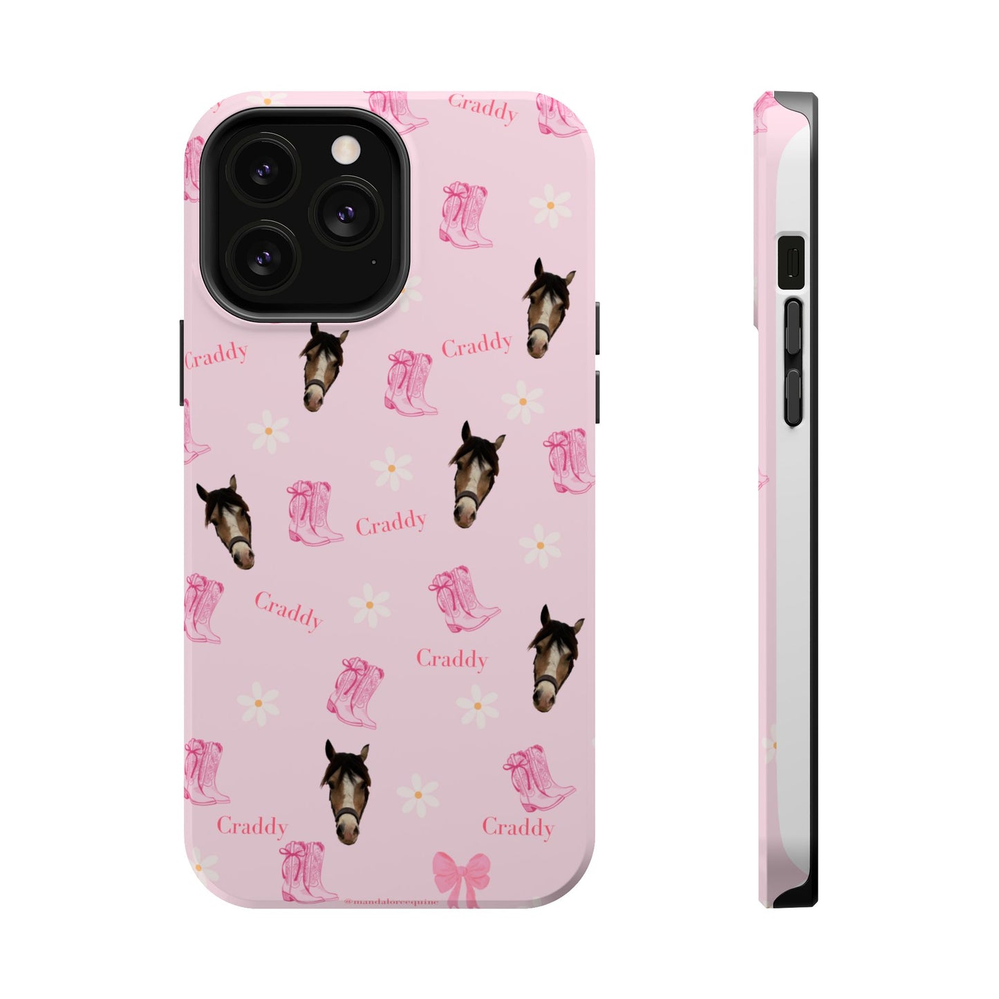Pink Horse Pattern Magnetic Impact Case — Custom Equestrian iPhone Cover