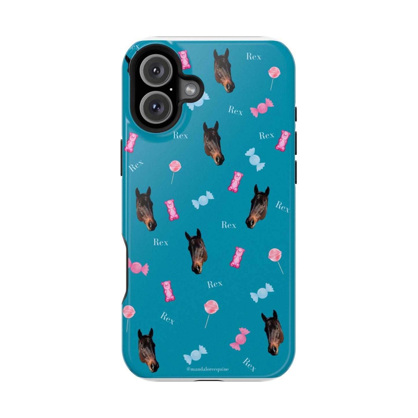 Magnetic Impact-Resistant Phone Case — Teal Doberman Candy Pattern (Protective, Shockproof)