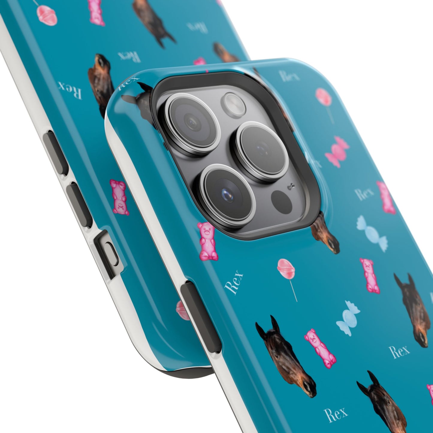 Magnetic Impact-Resistant Phone Case — Teal Doberman Candy Pattern (Protective, Shockproof)
