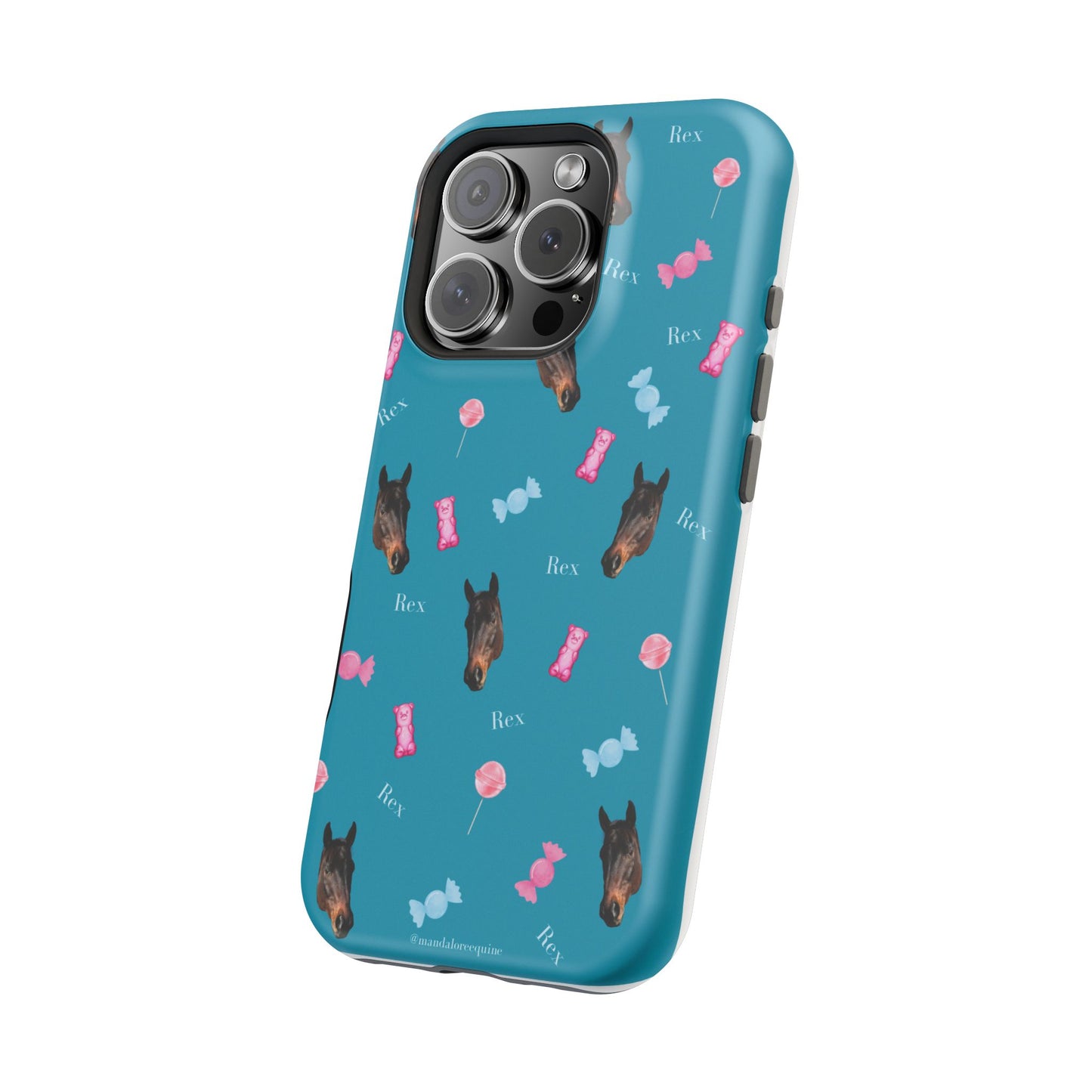 Magnetic Impact-Resistant Phone Case — Teal Doberman Candy Pattern (Protective, Shockproof)