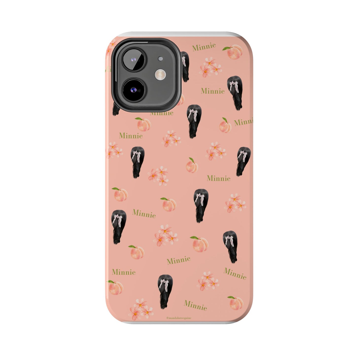 Personalized Peach Floral Phone Case — Tough Protective Case with Custom Name (Minnie)