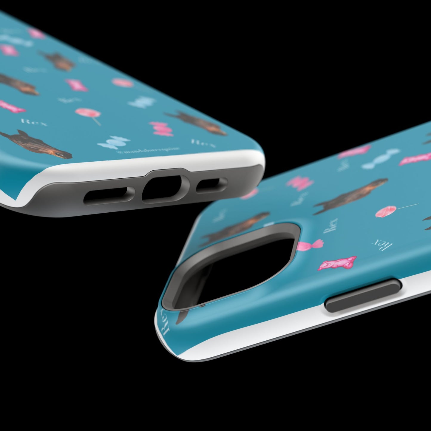 Magnetic Impact-Resistant Phone Case — Teal Doberman Candy Pattern (Protective, Shockproof)