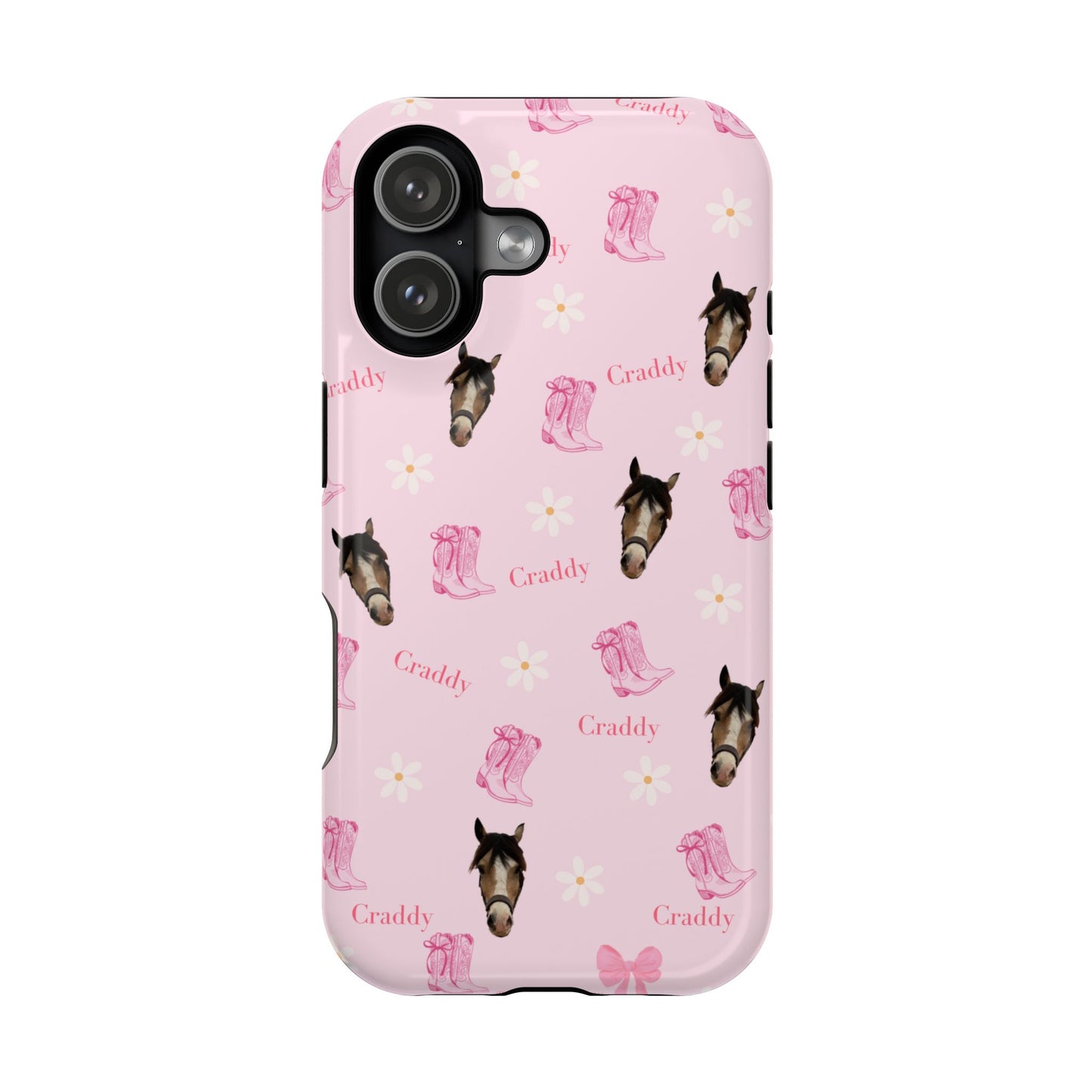 Pink Horse Pattern Magnetic Impact Case — Custom Equestrian iPhone Cover